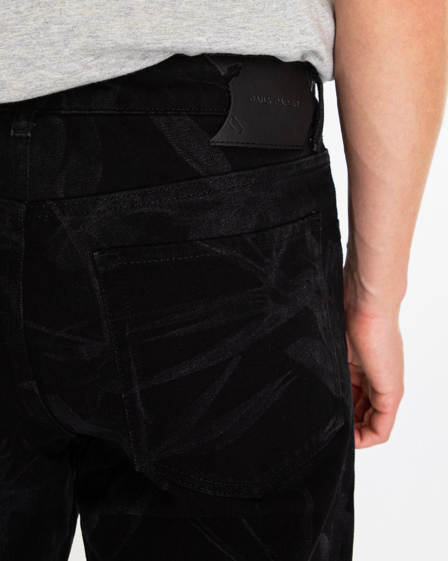 Heren Floral Laser Jeans Zwart