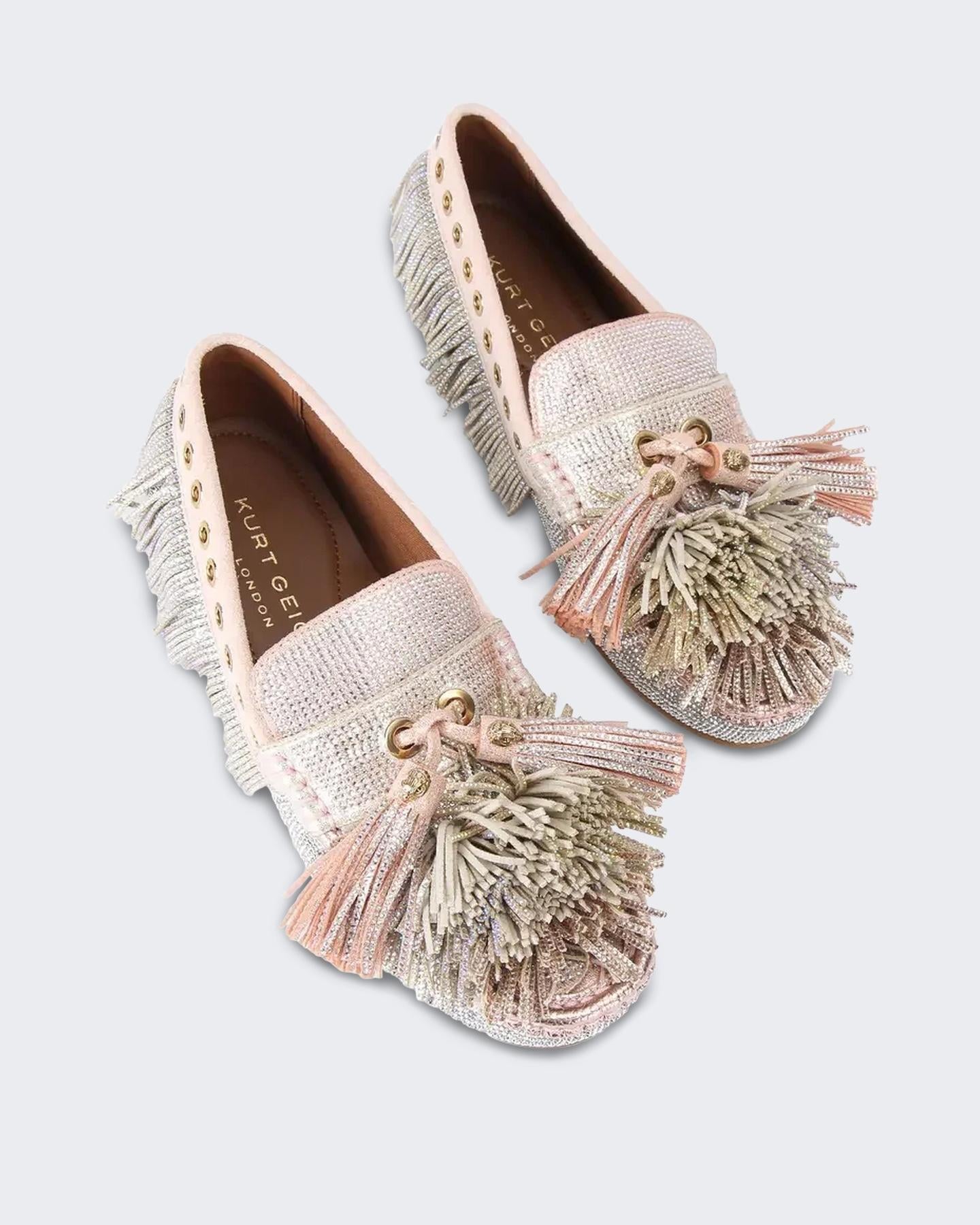 Kurt Geiger Dames Pom Pom Moccasin Metallic