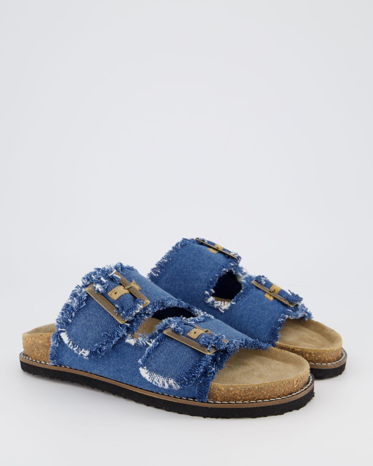 Dames Buckle Slipper Jeans Blauw