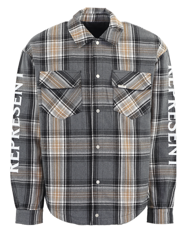 Men Quilted flannel shirt gray