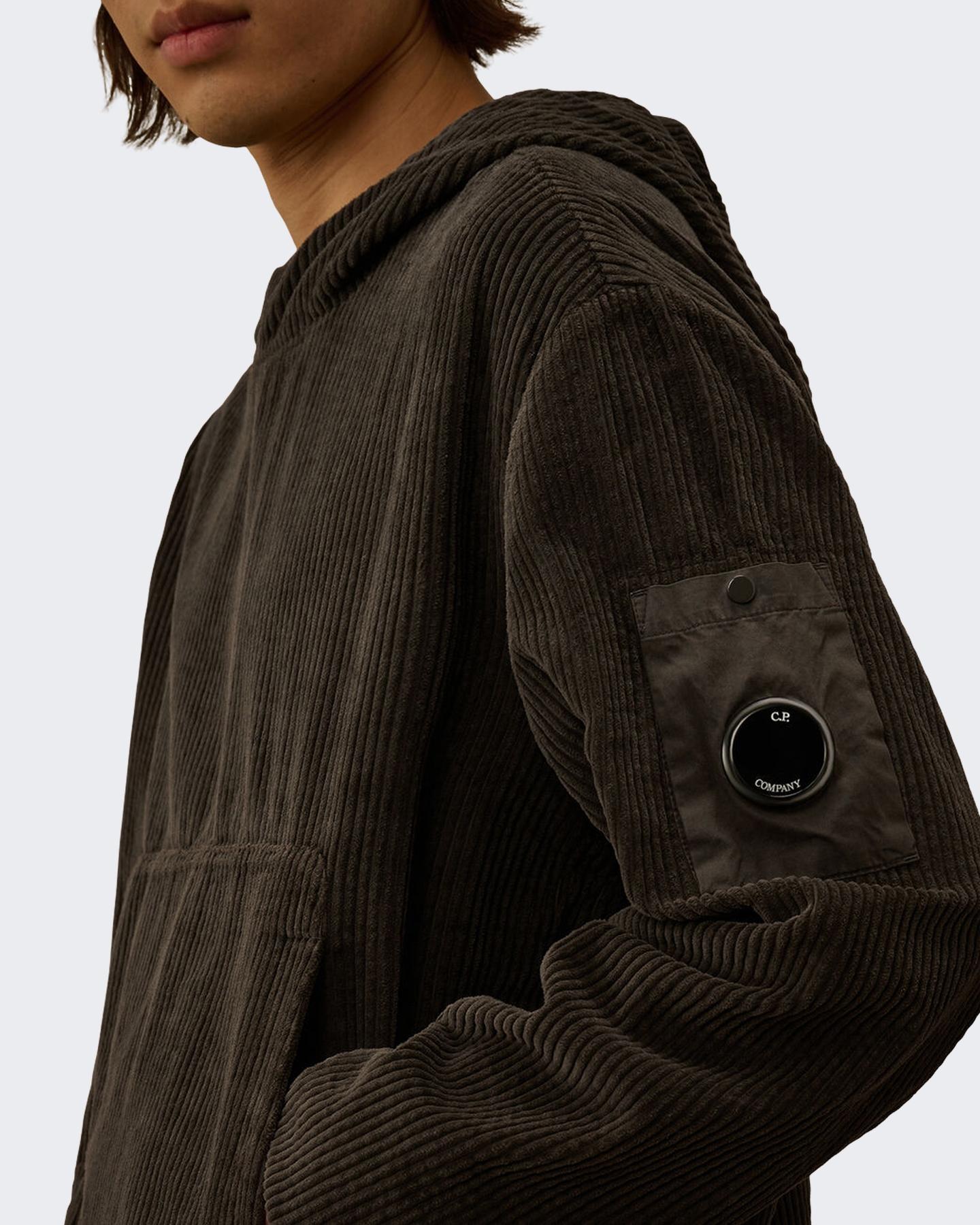 Heren Corduroy Zip Hooded Groen