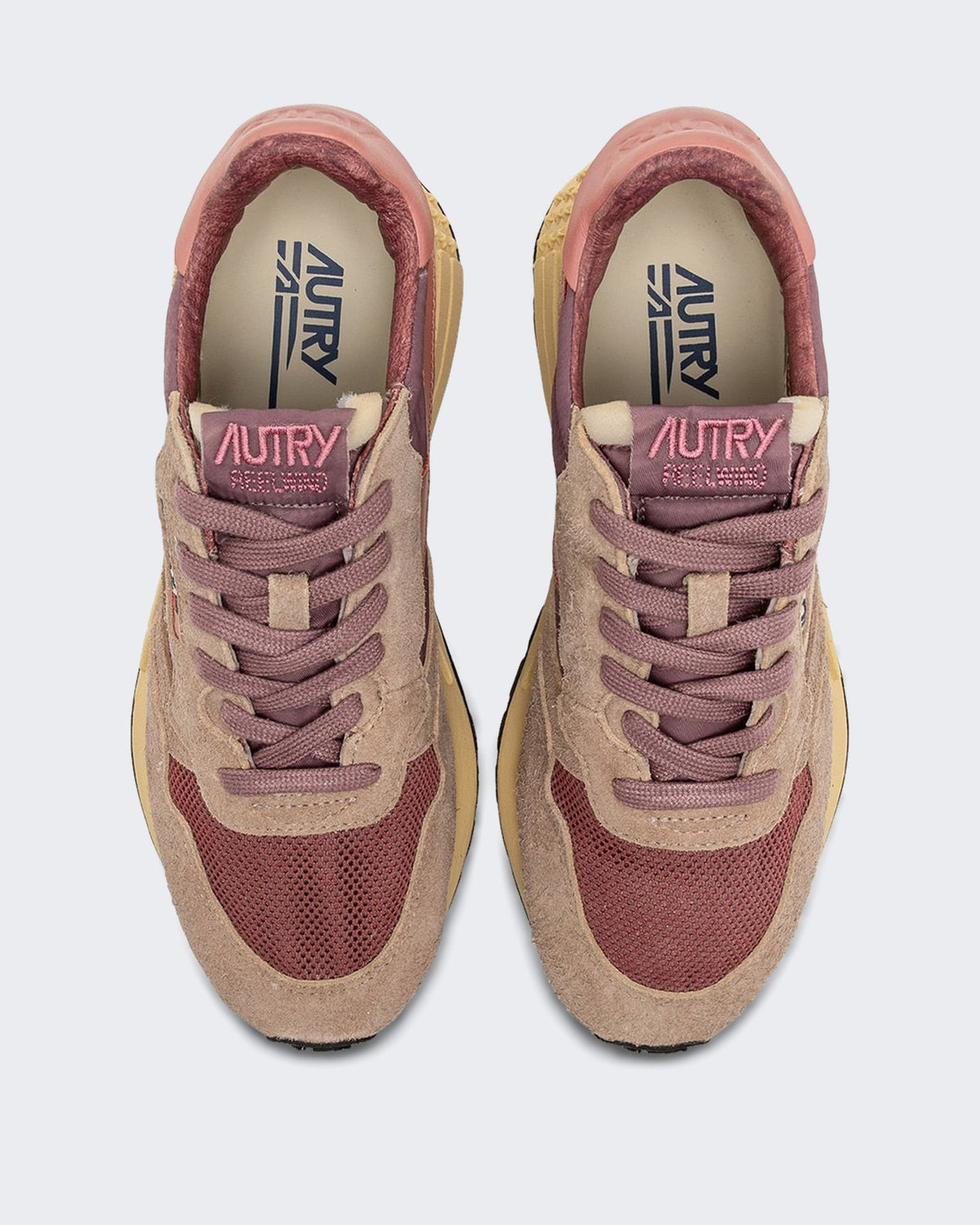 Autry Dames Reelwind Low sneakers suède met netdetail Beige - Eleganza.nl