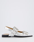 Women's Chunky Buckle Ballerina Silver
