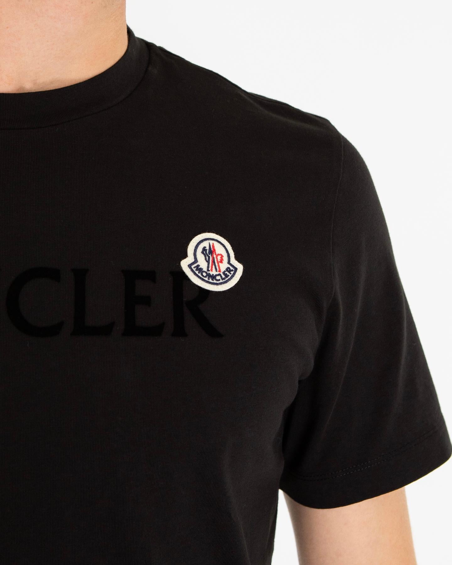 Heren Flocked Logo T-Shirt Zwart
