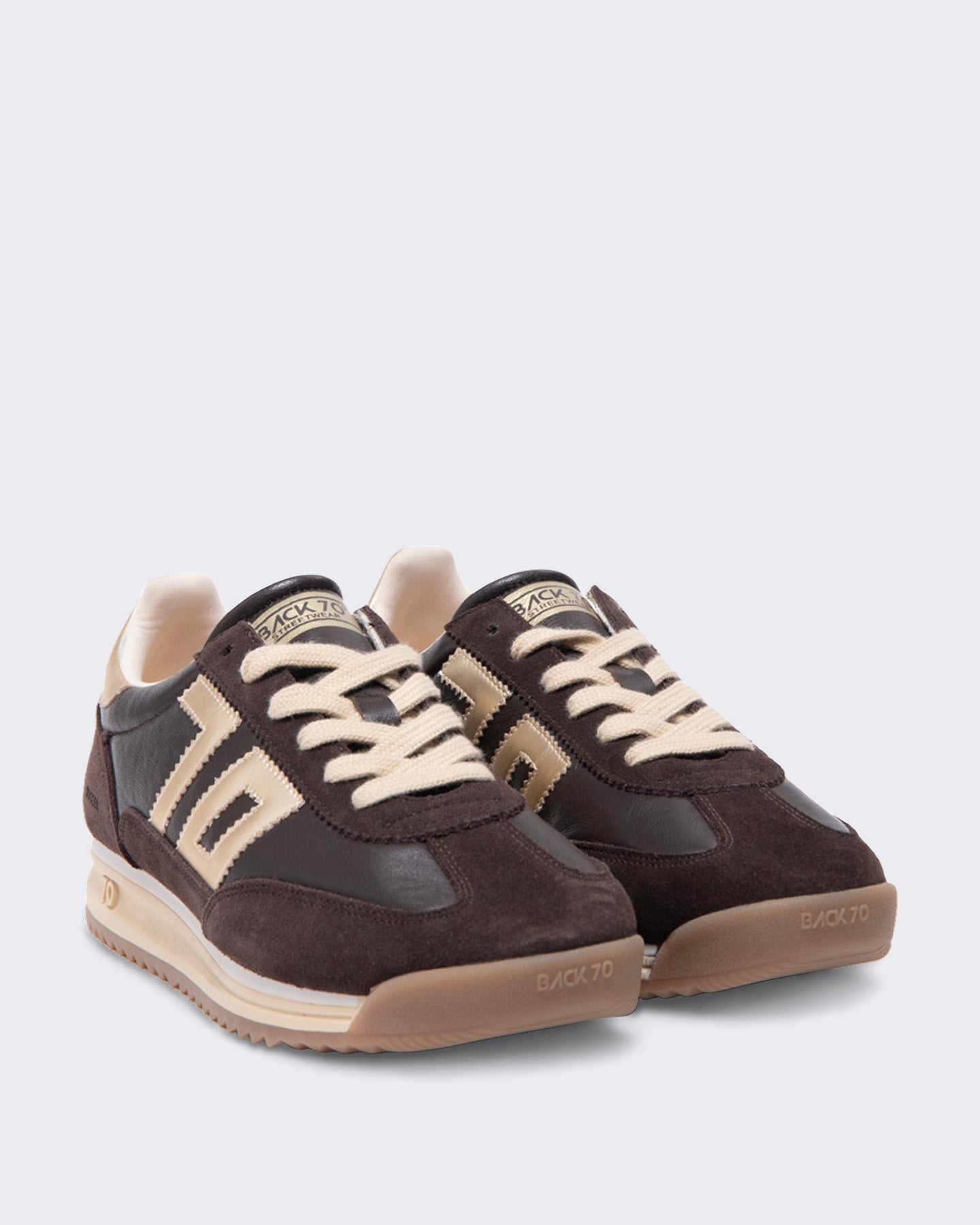 Back 70 Dames Jogger sneaker nappa leer Bruin - Eleganza.nl