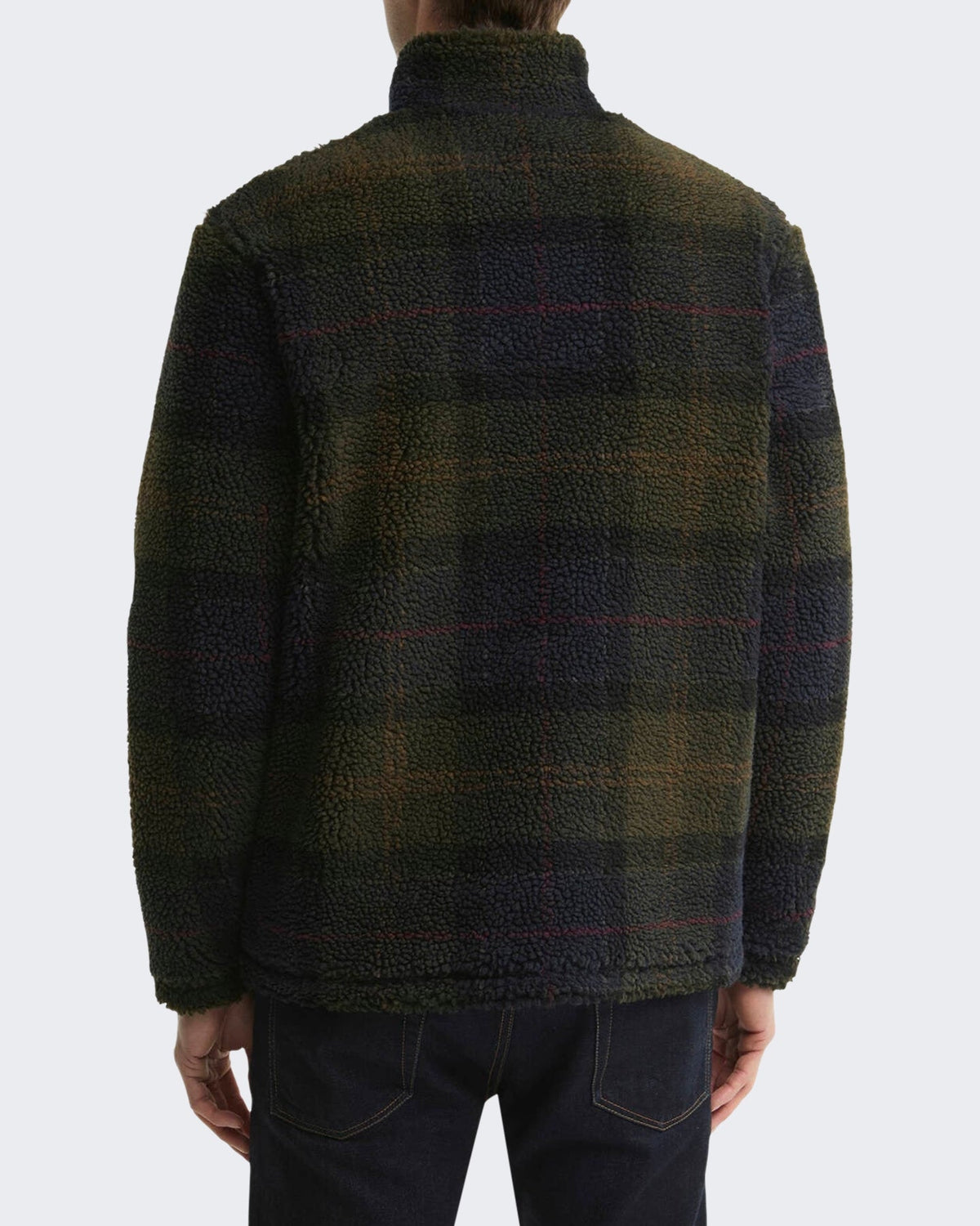 Barbour Heren Fleece sweater met rits en ruitmotief Grijs - Eleganza.nl