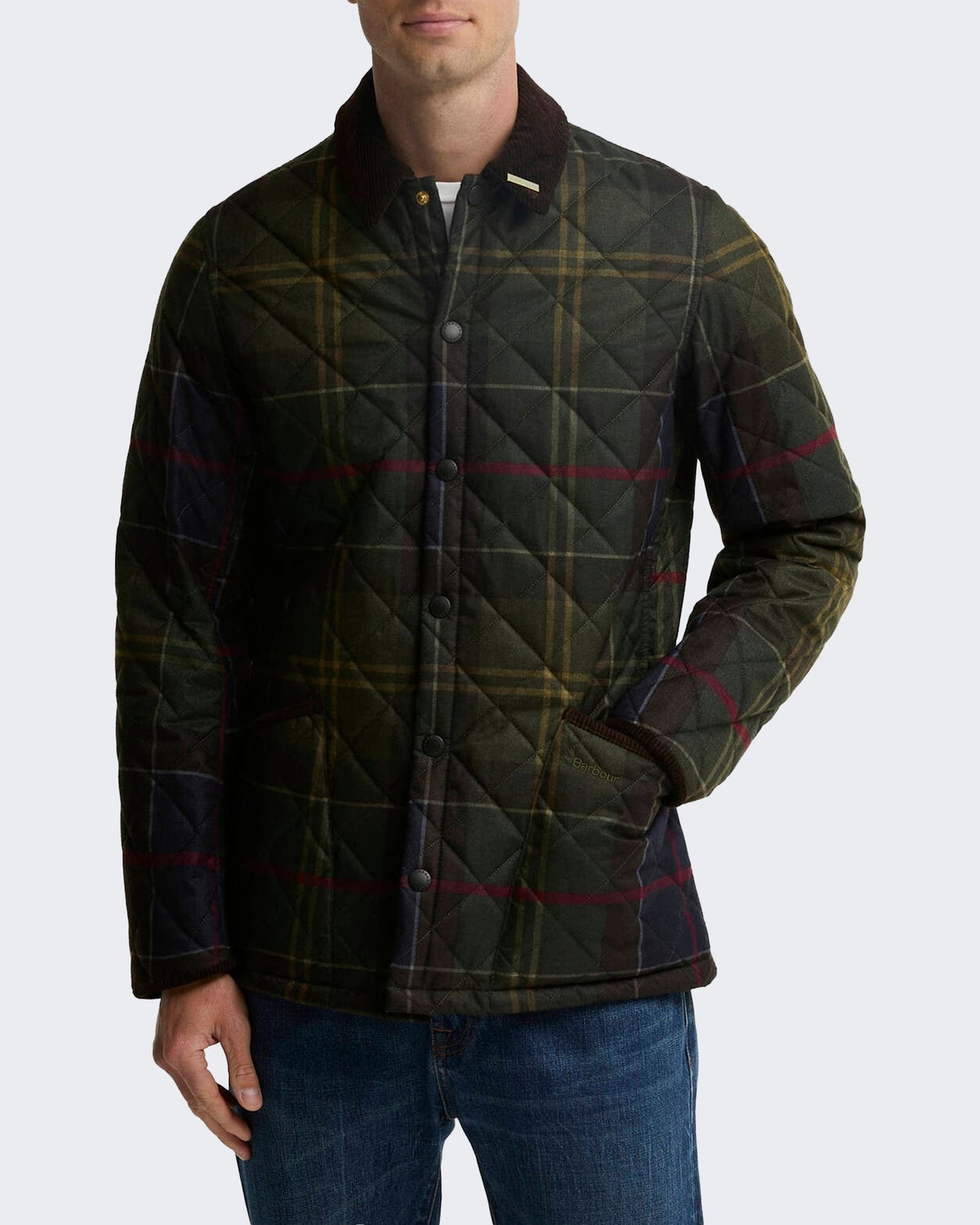 Barbour Heren Heritage Liddesdale gewatteerde jas met tartan Groen - Eleganza.nl