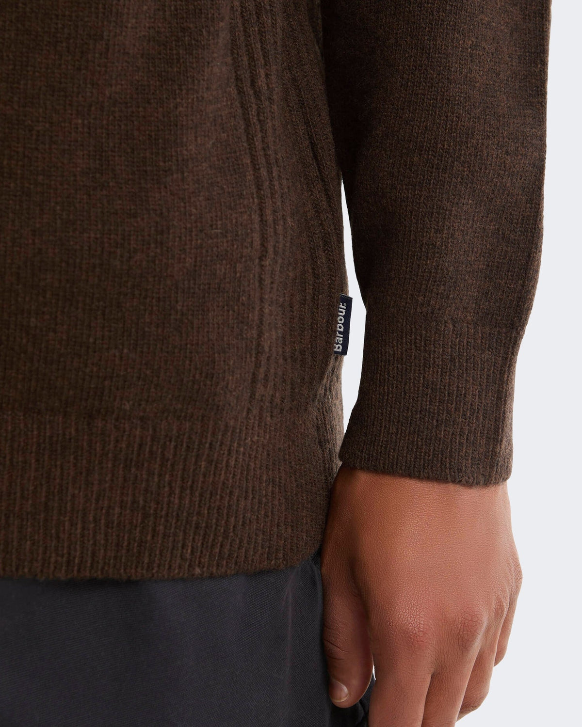 Barbour Heren Holden gebreide trui met halve rits Bruin - Eleganza.nl