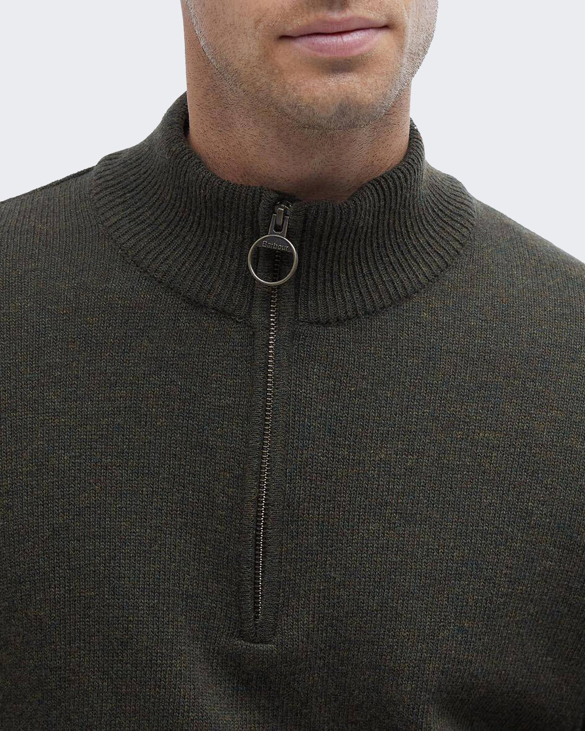 Barbour Heren Holden gebreide trui met halve rits Groen - Eleganza.nl