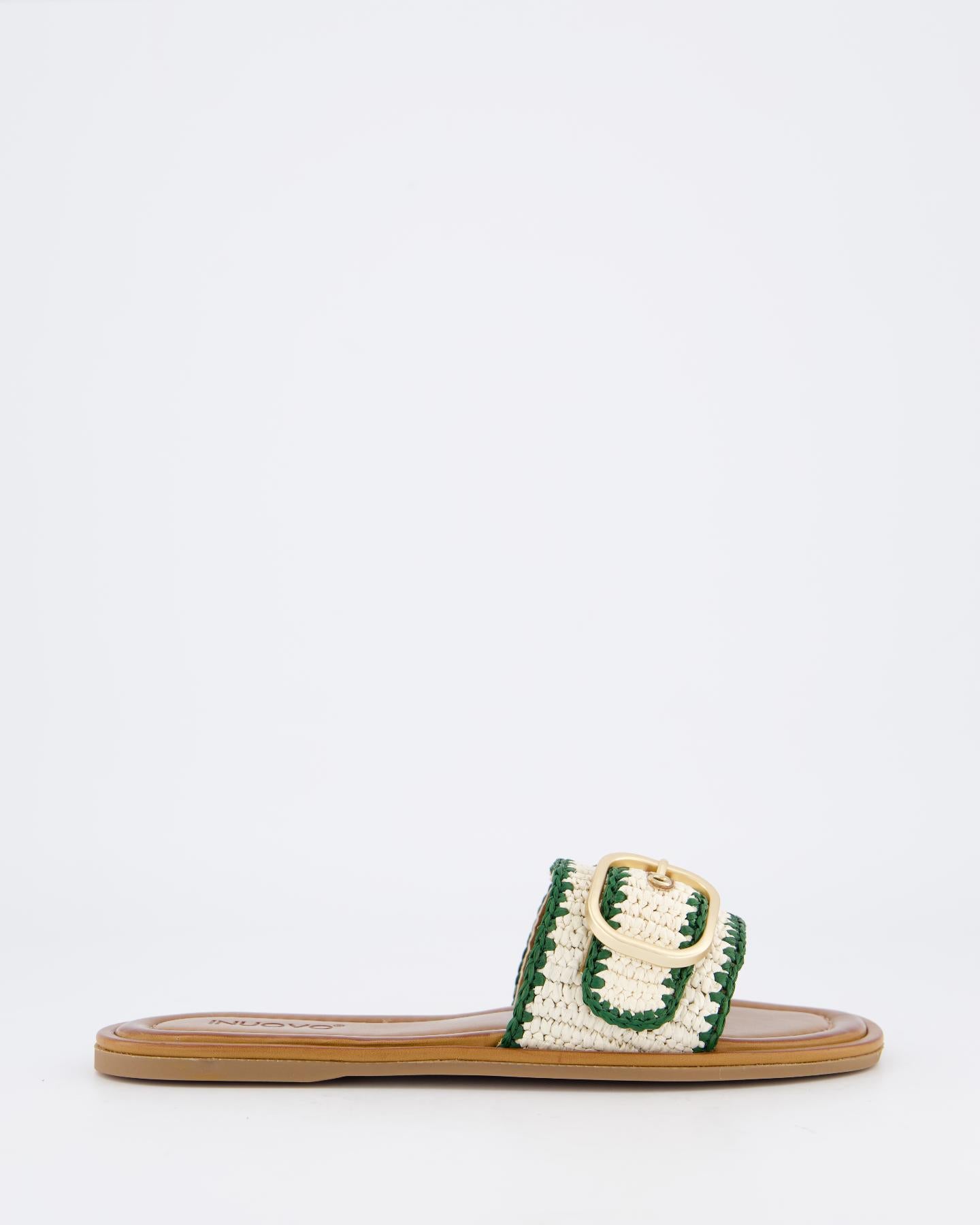 Dames Bicolor Woven Slipper Groen