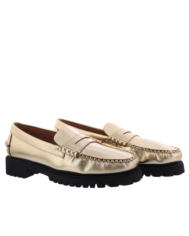 Women Than metallic loafer gold