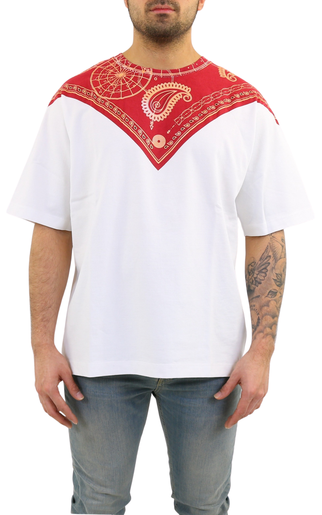Men Bandana about T-shirt White Red