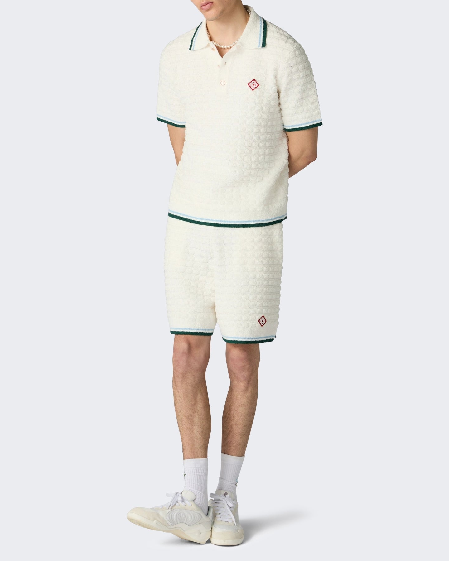 Casablanca Heren Boucle Short Sleeve Polo Wit - Eleganza.nl