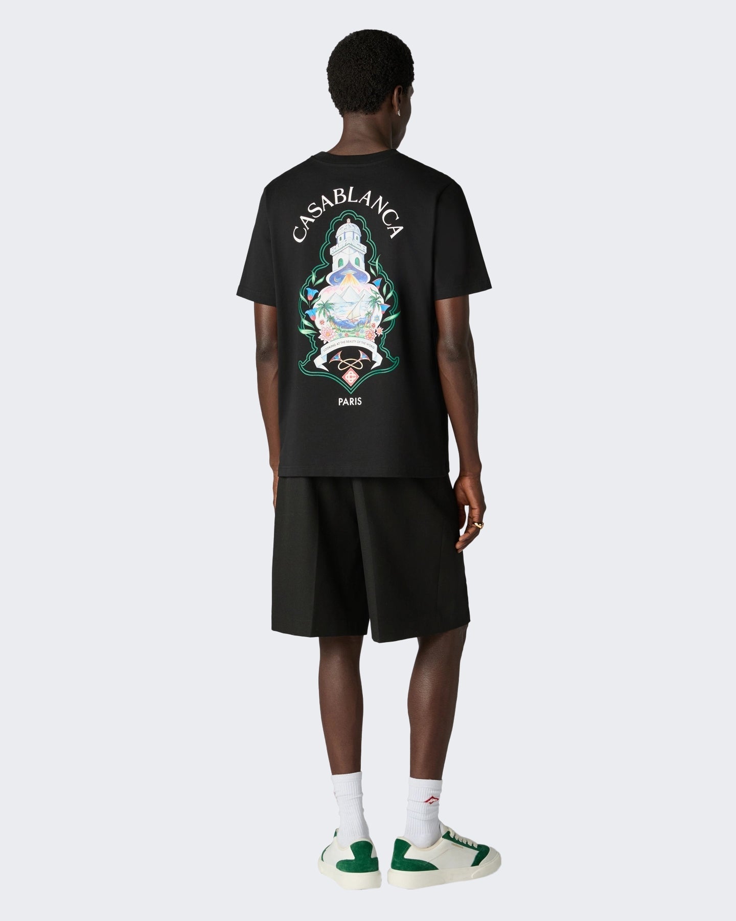 Casablanca Heren Classic T-Shirt Hotel Emblem Zwart - Eleganza.nl
