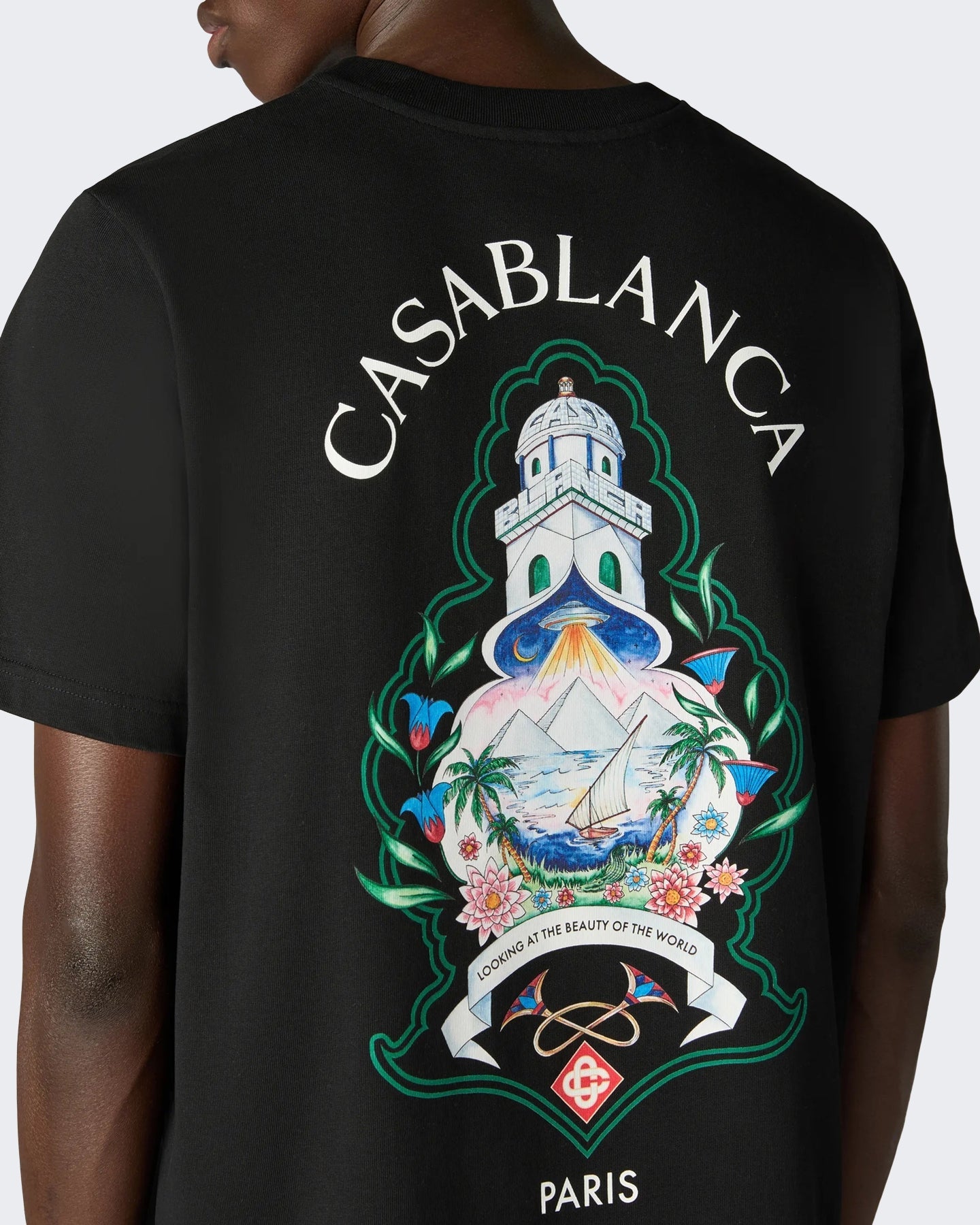 Casablanca Heren Classic T-Shirt Hotel Emblem Zwart - Eleganza.nl