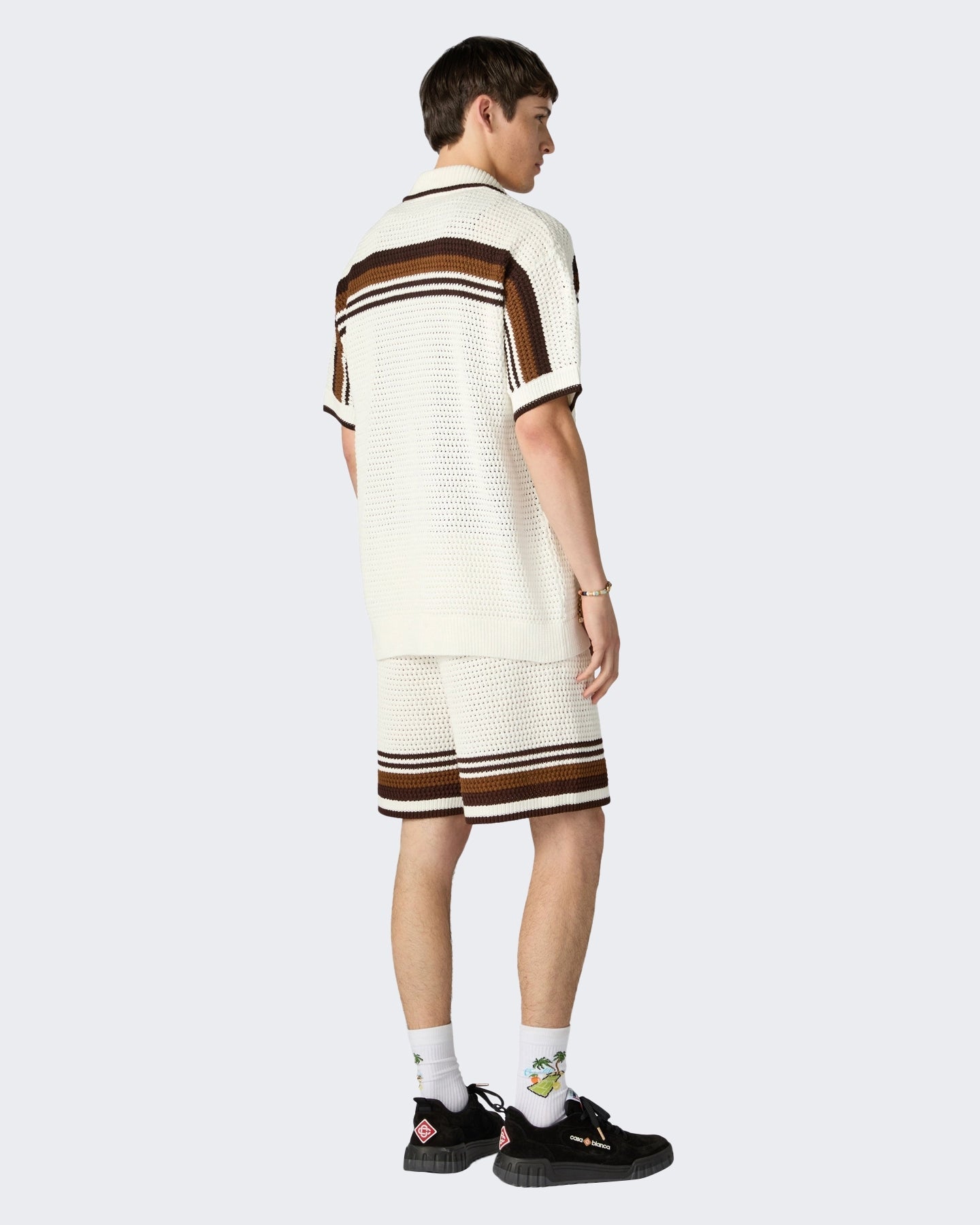 Casablanca Heren Crochet Short Sleeve Shirt Wit - Eleganza.nl