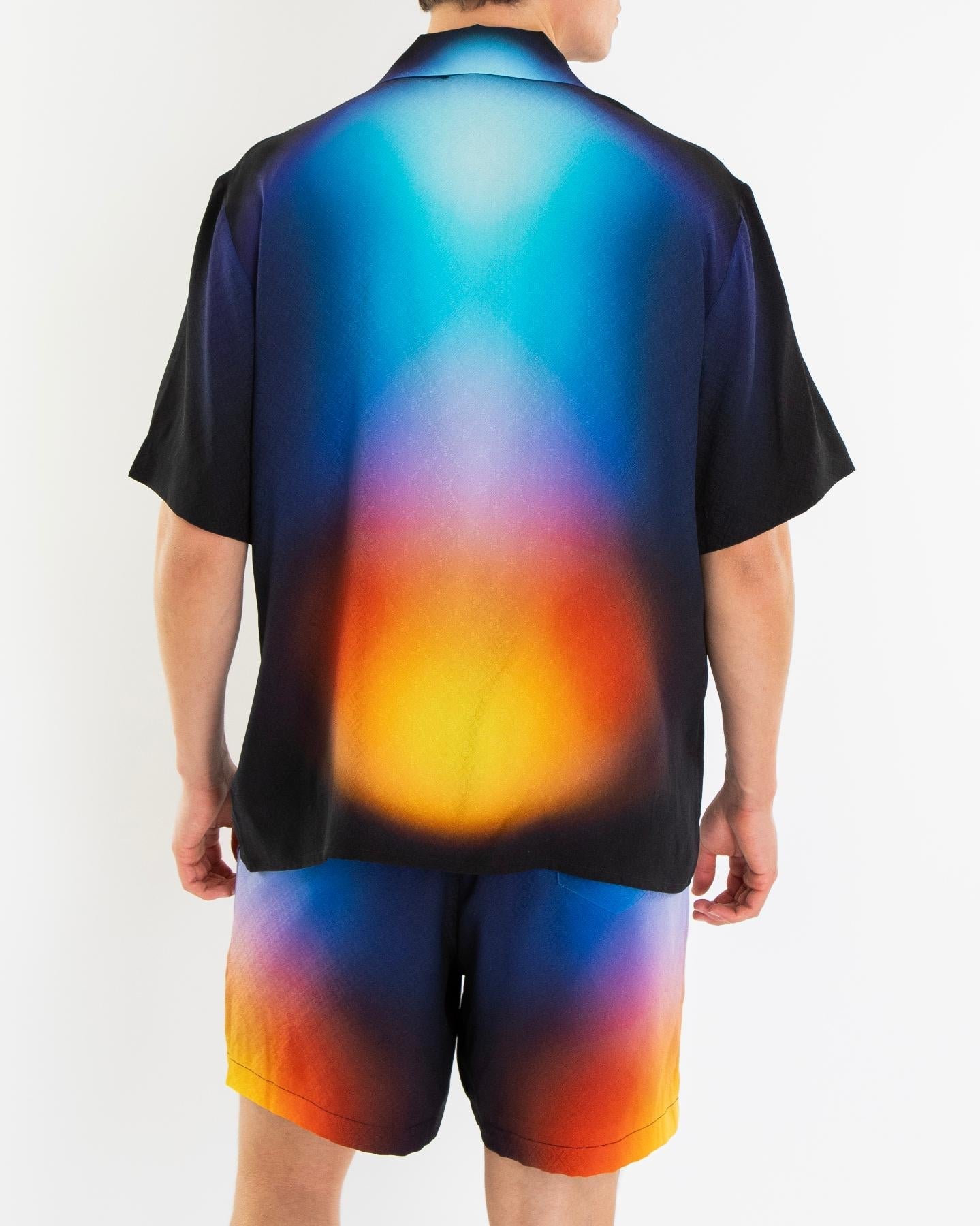 Casablanca Heren Gradient Zijde Shirt Blauw - Eleganza.nl