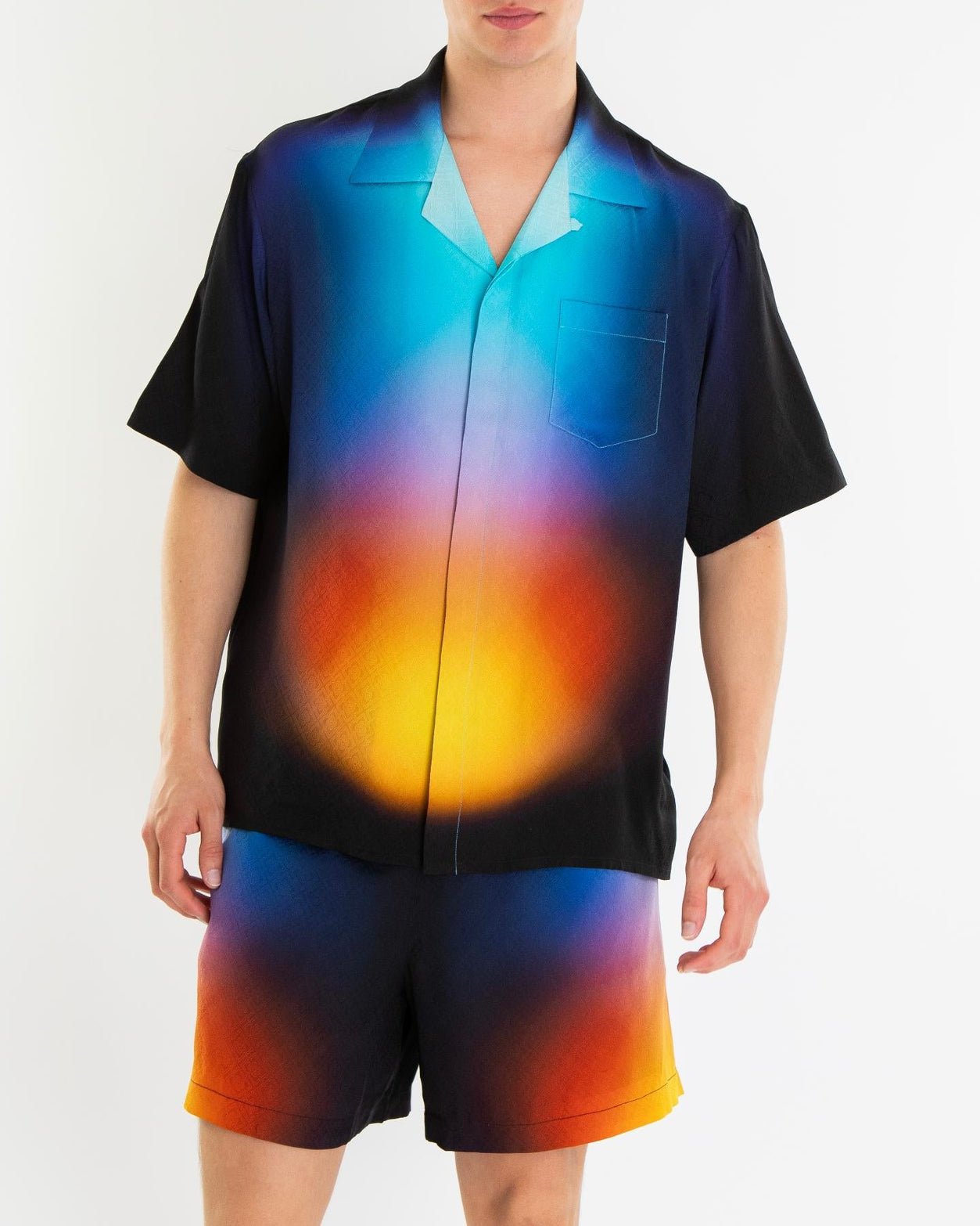 Casablanca Heren Gradient Zijde Shirt Blauw - Eleganza.nl