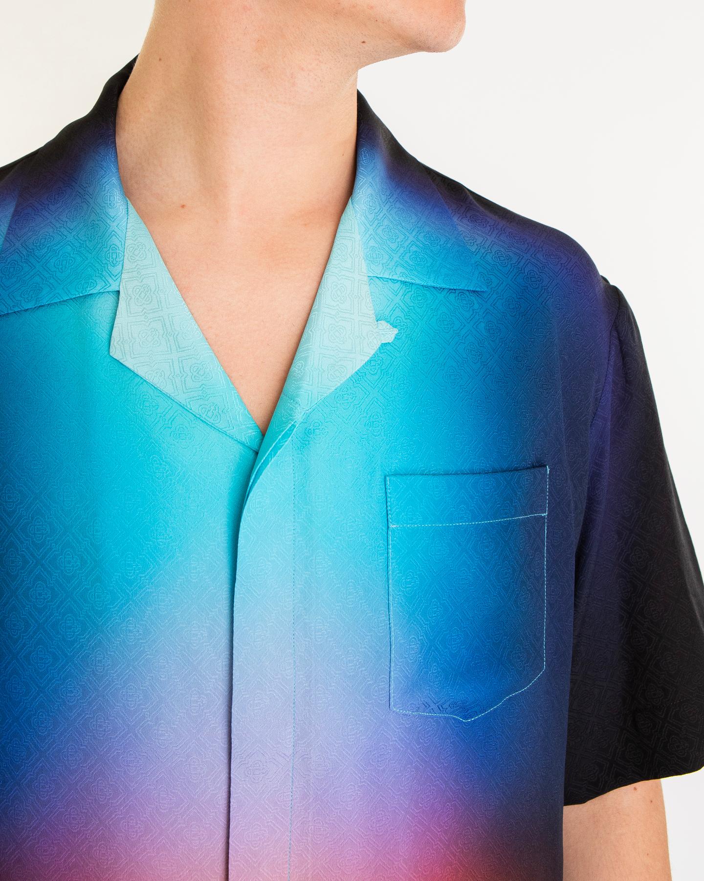 Casablanca Heren Gradient Zijde Shirt Blauw - Eleganza.nl