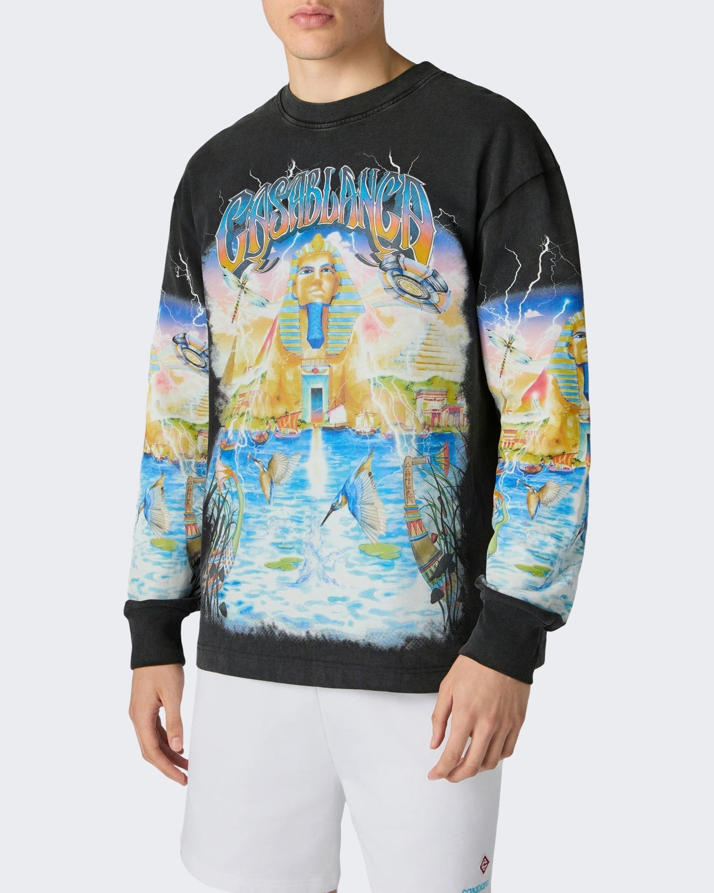 Casablanca Heren Long Sleeve Tee Egypt As It Zwart - Eleganza.nl