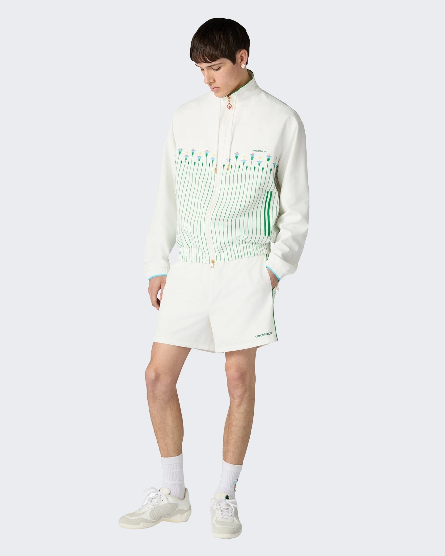 Casablanca Heren Printed Windbreaker Jacket Sporty Floral Stripe - Eleganza.nl