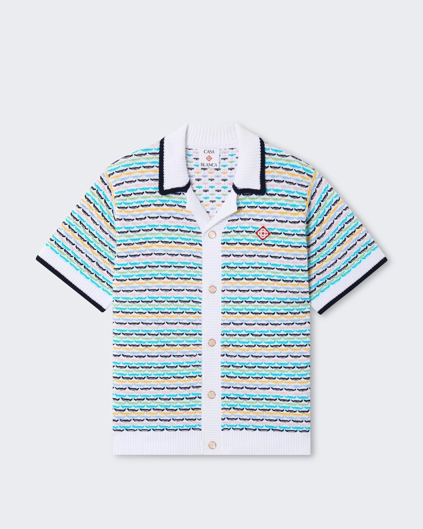 Casablanca Heren Tuck Stitch Short Sleeve Shirt Multi - Eleganza.nl