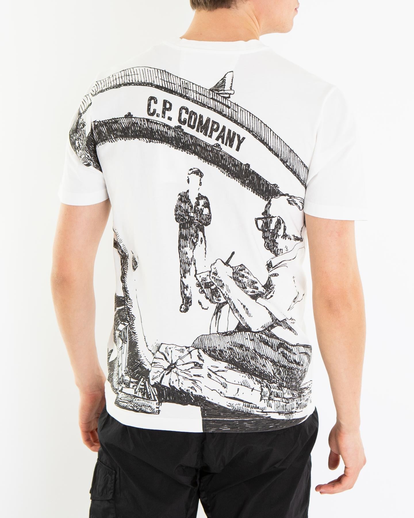 C.P.Company Heren Artwork Logo T-Shirt Wit - Eleganza.nl