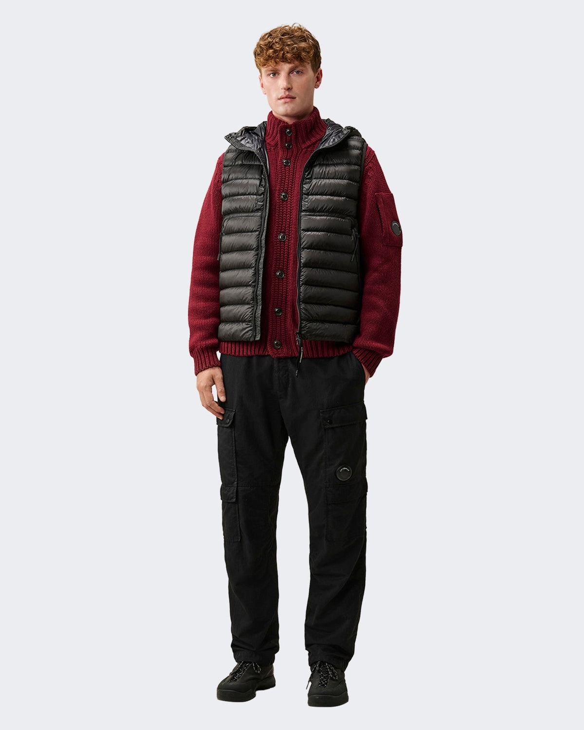 C.P.Company Heren Gebreid vest met knoopsluiting in zwart - Eleganza.nl