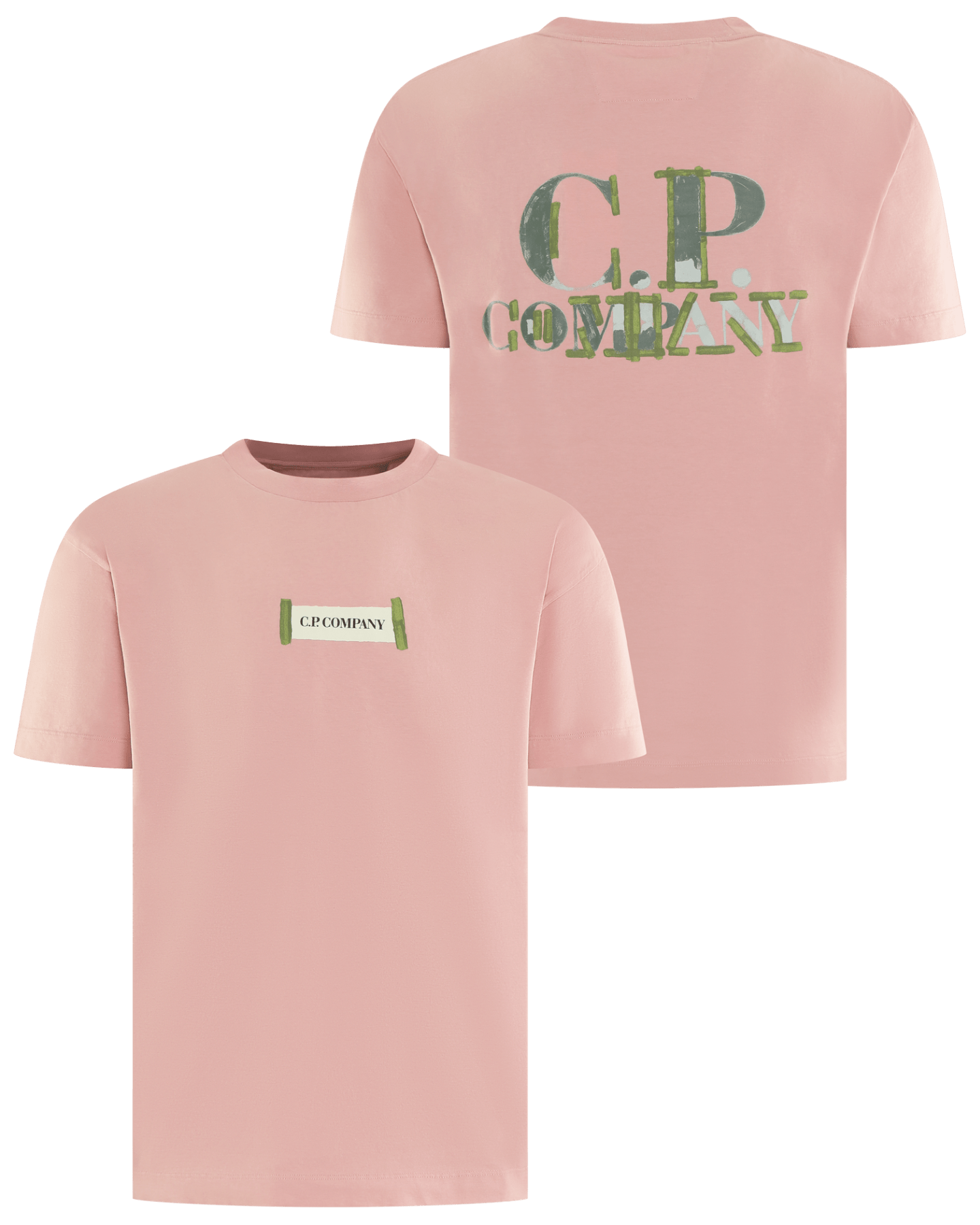 C.P.Company Heren Printed Logo T-Shirt Roze - Eleganza.nl