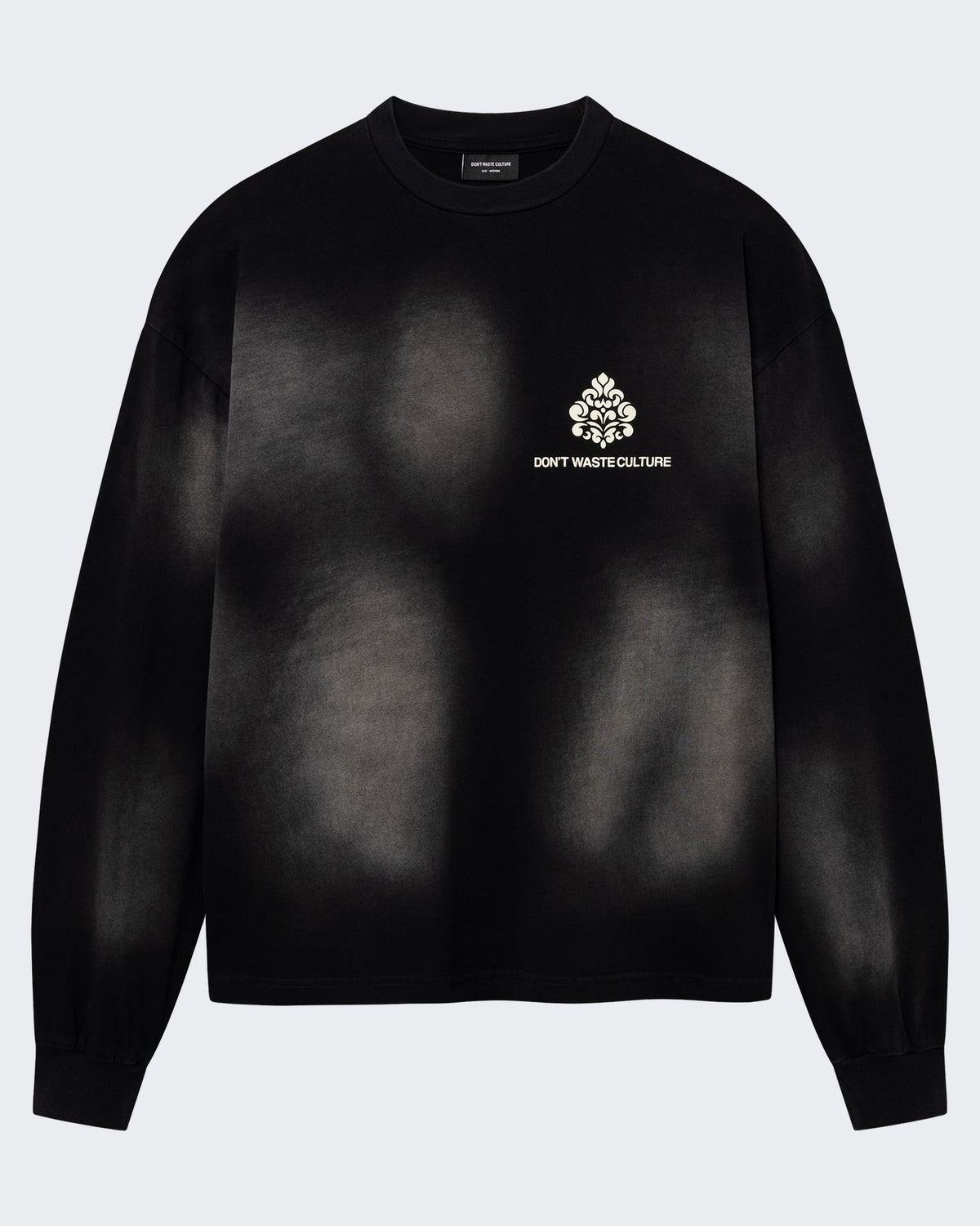Don't Waste Culture Heren Longsleeve shirt met faded wash Zwart - Eleganza.nl