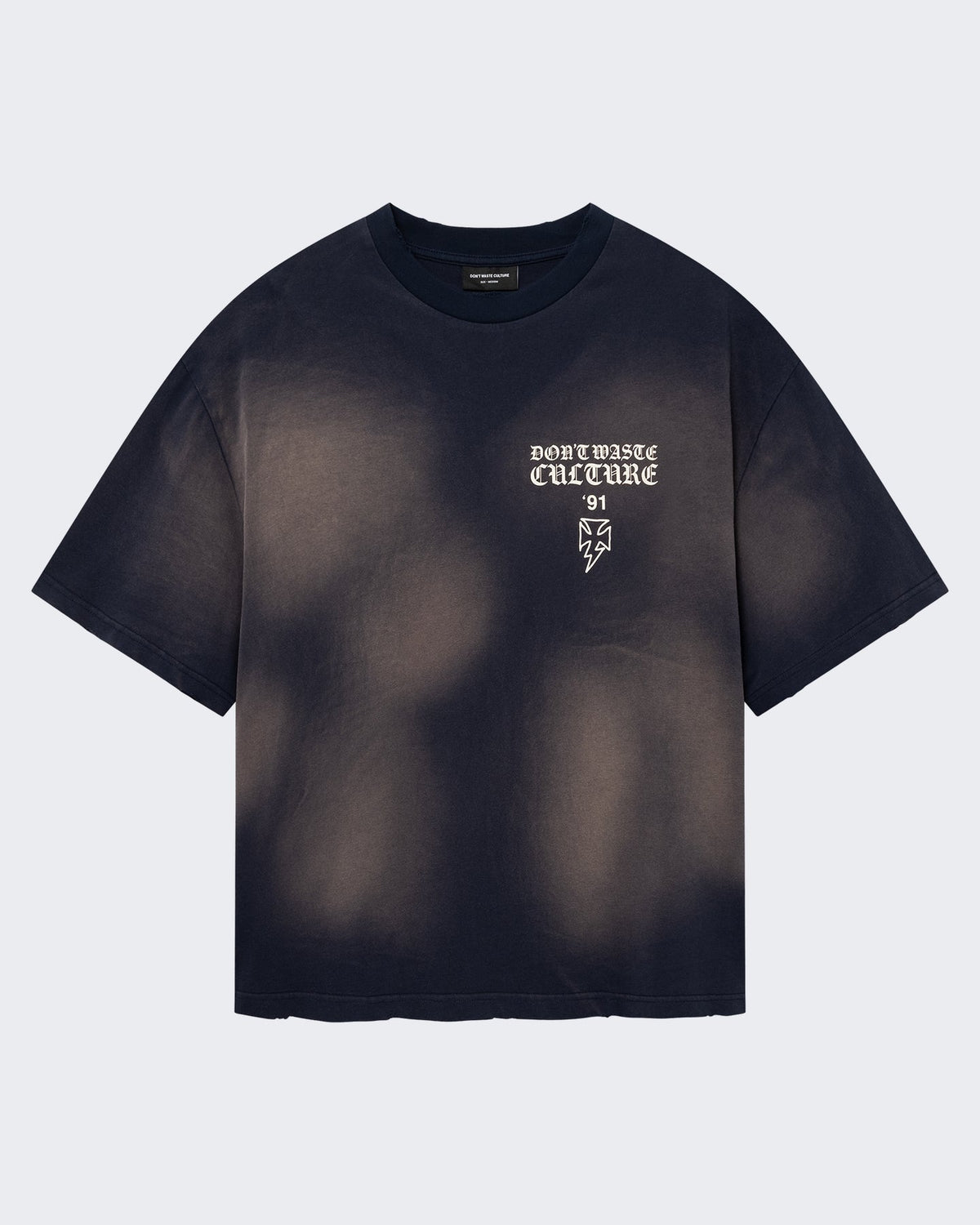 Don't Waste Culture Heren T-shirt met verwassen marine effect Blauw - Eleganza.nl