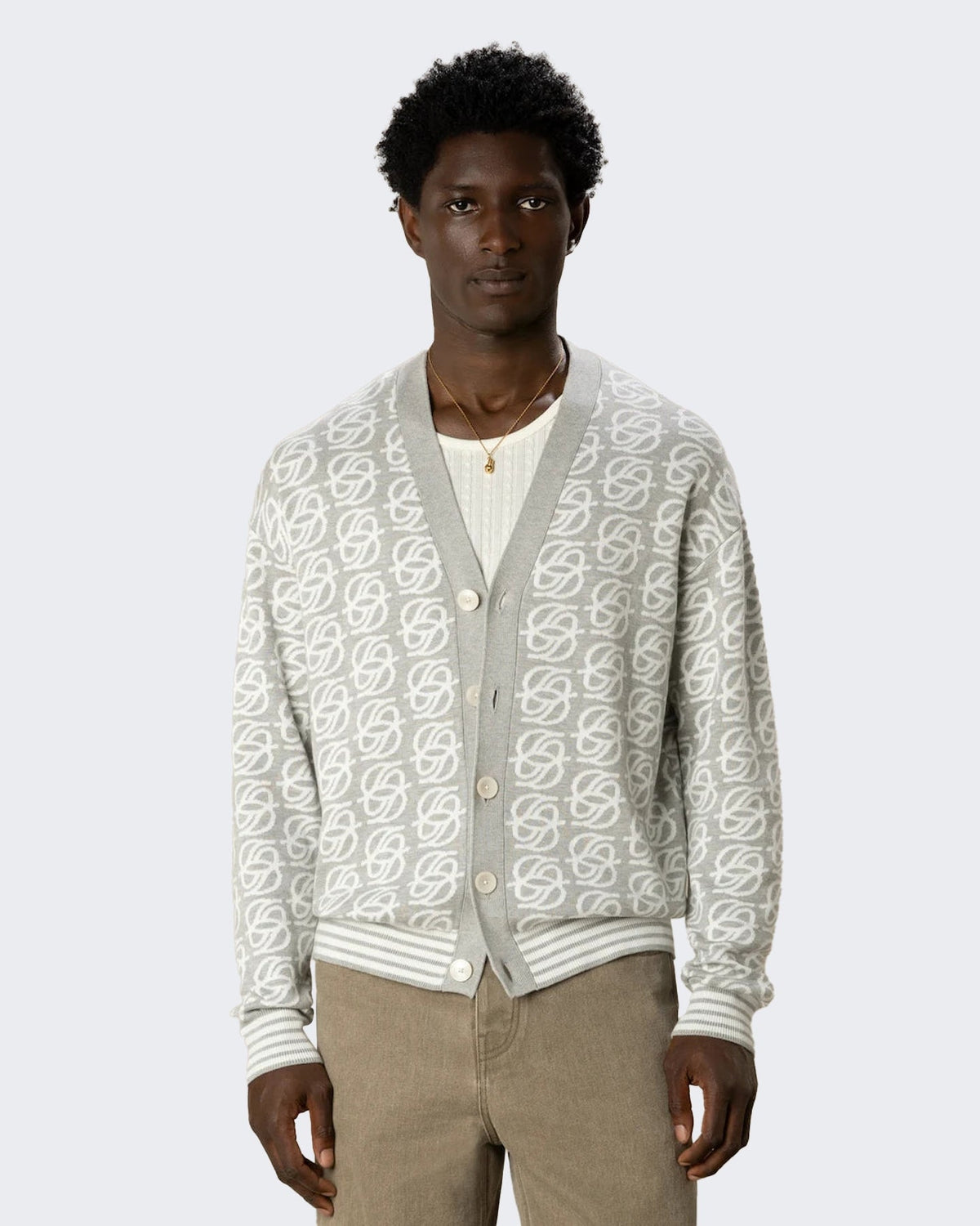 Drole De Monsieur Heren D Mirror Monogram Knit Cardigan Grijs - Eleganza.nl