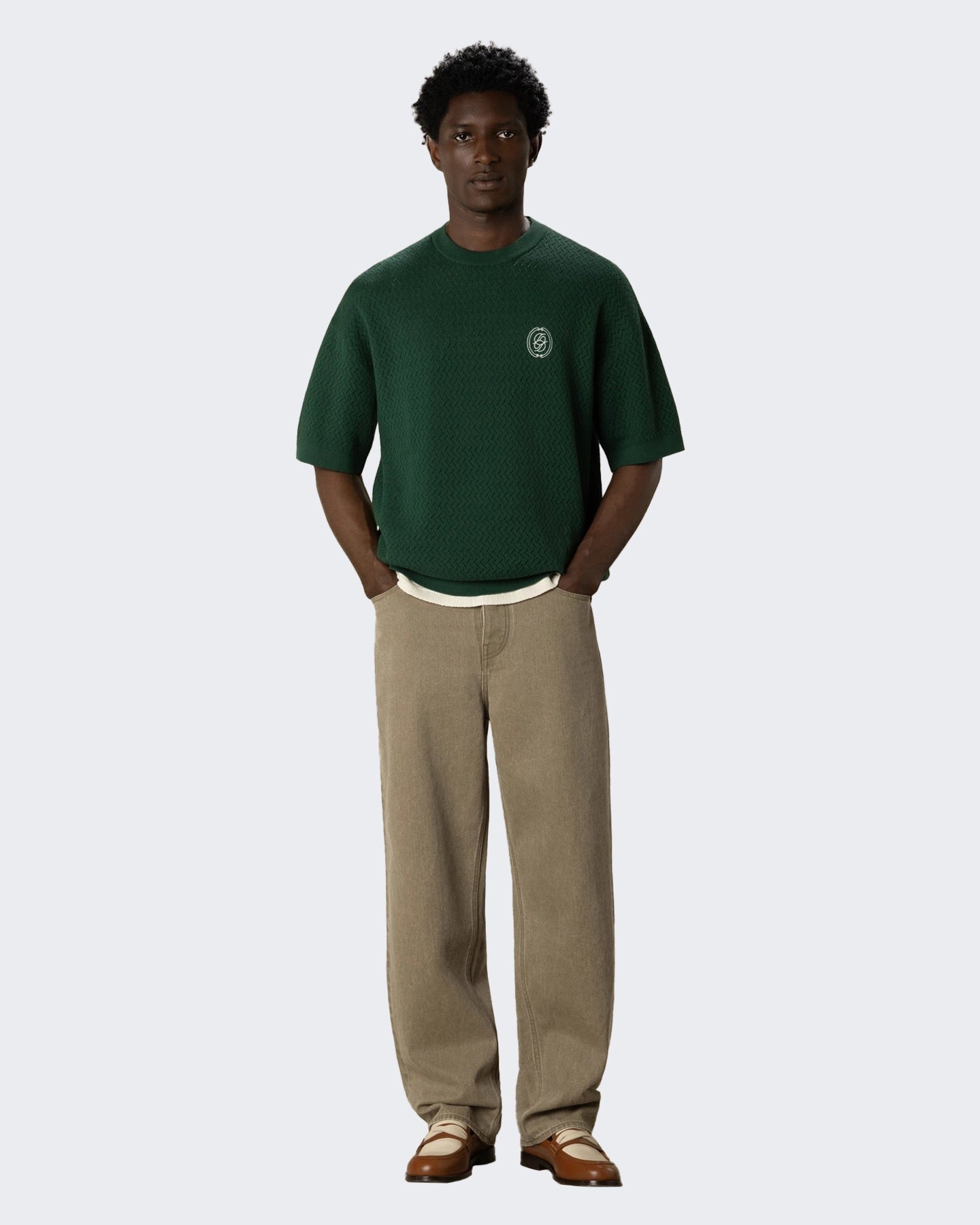 Drole De Monsieur Heren D Mirror Openwork Knit T-Shirt Groen - Eleganza.nl