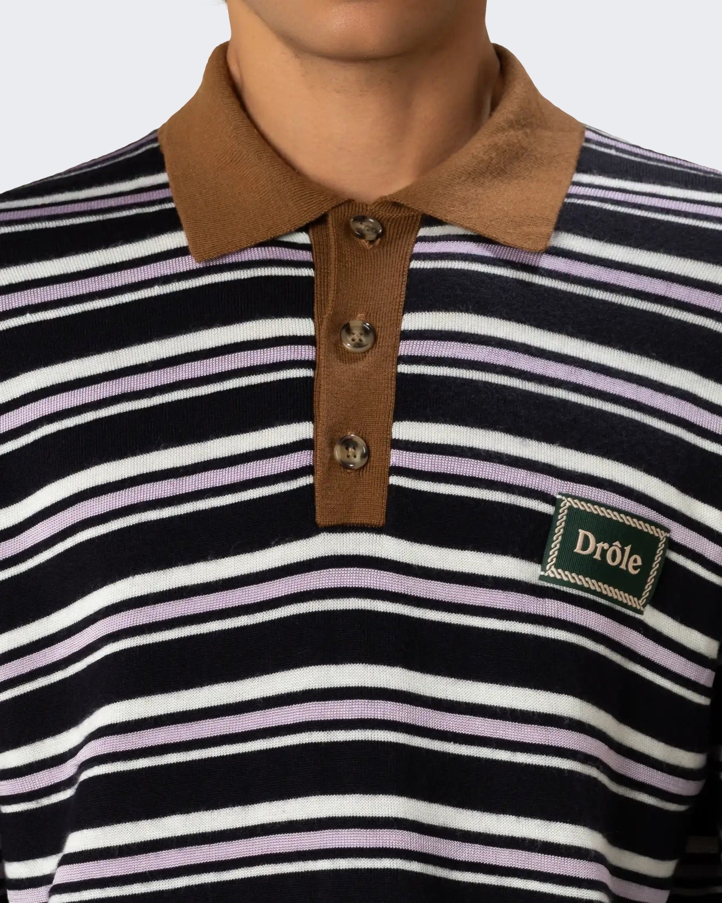 Drole De Monsieur Heren Gestreepte polo met lange mouwen Blauw - Eleganza.nl