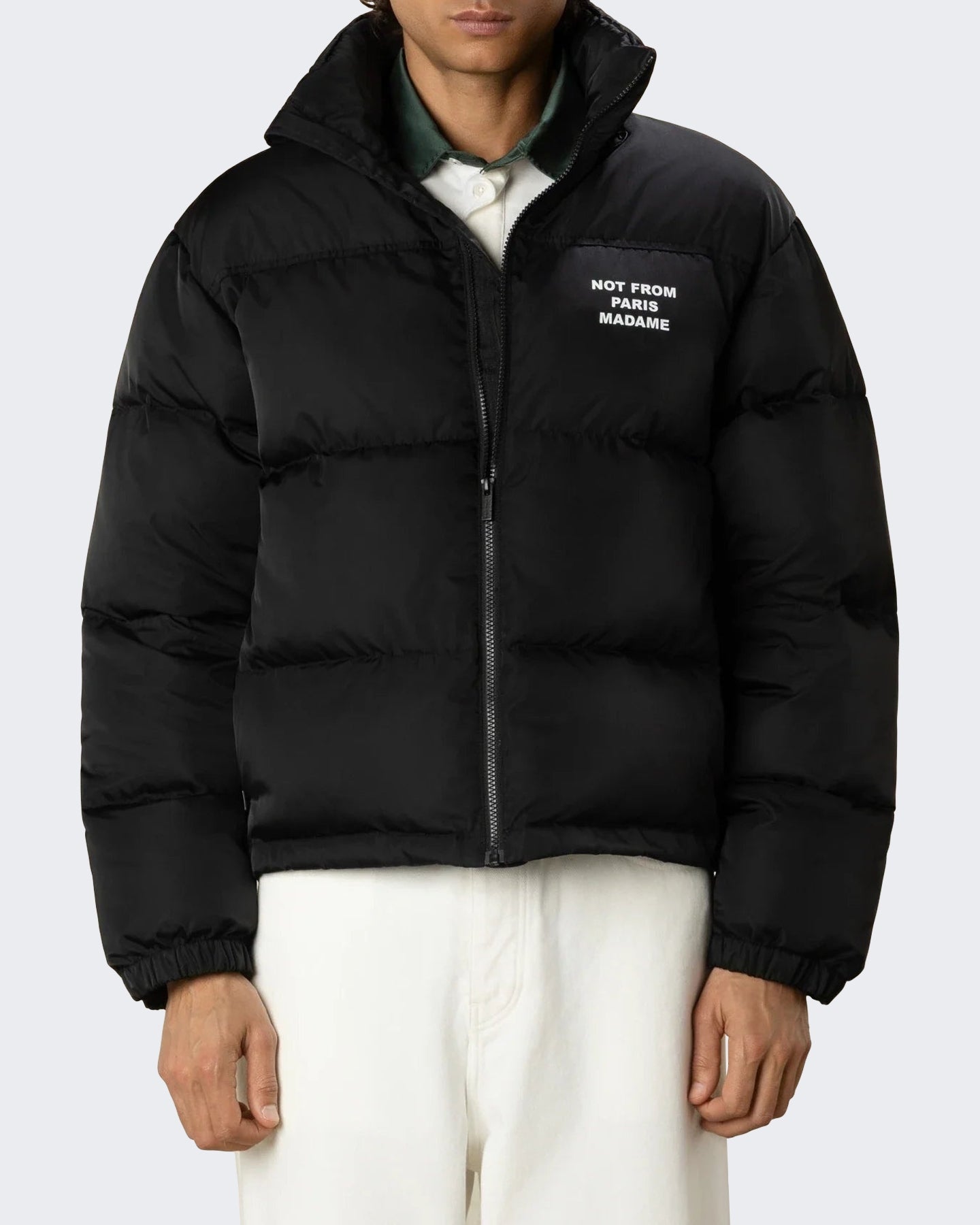 Drole De Monsieur Heren Pufferjack met slogan Zwart - Eleganza.nl