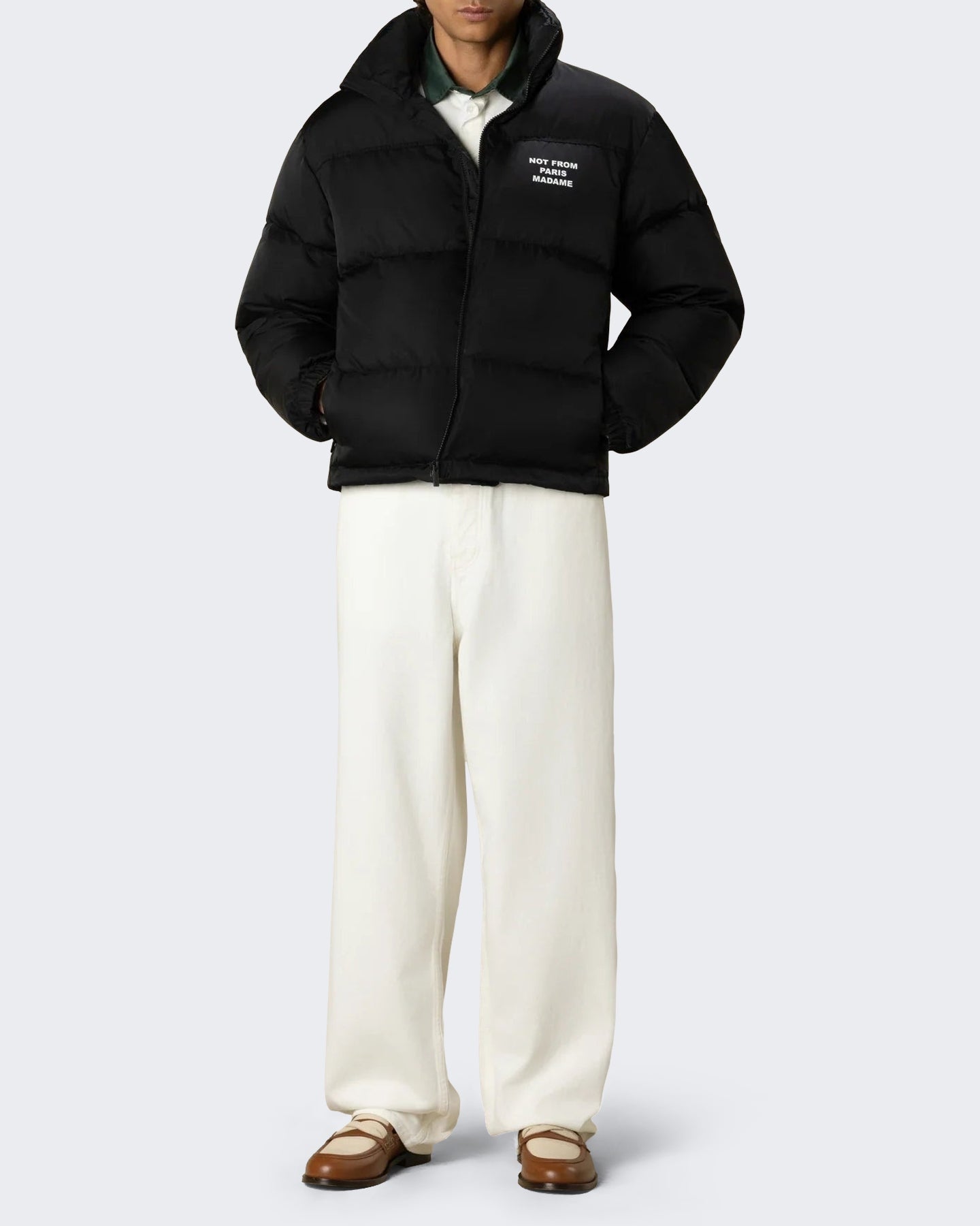 Drole De Monsieur Heren Pufferjack met slogan Zwart - Eleganza.nl
