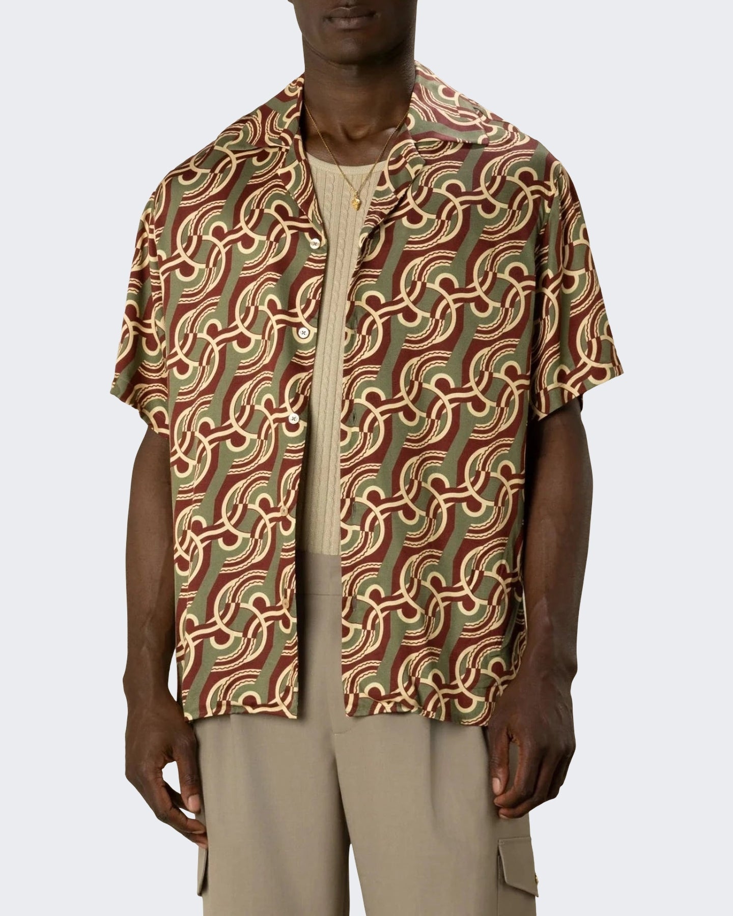 Drole De Monsieur Heren Viscose Chain Link Monogram Shirt Zwart - Eleganza.nl
