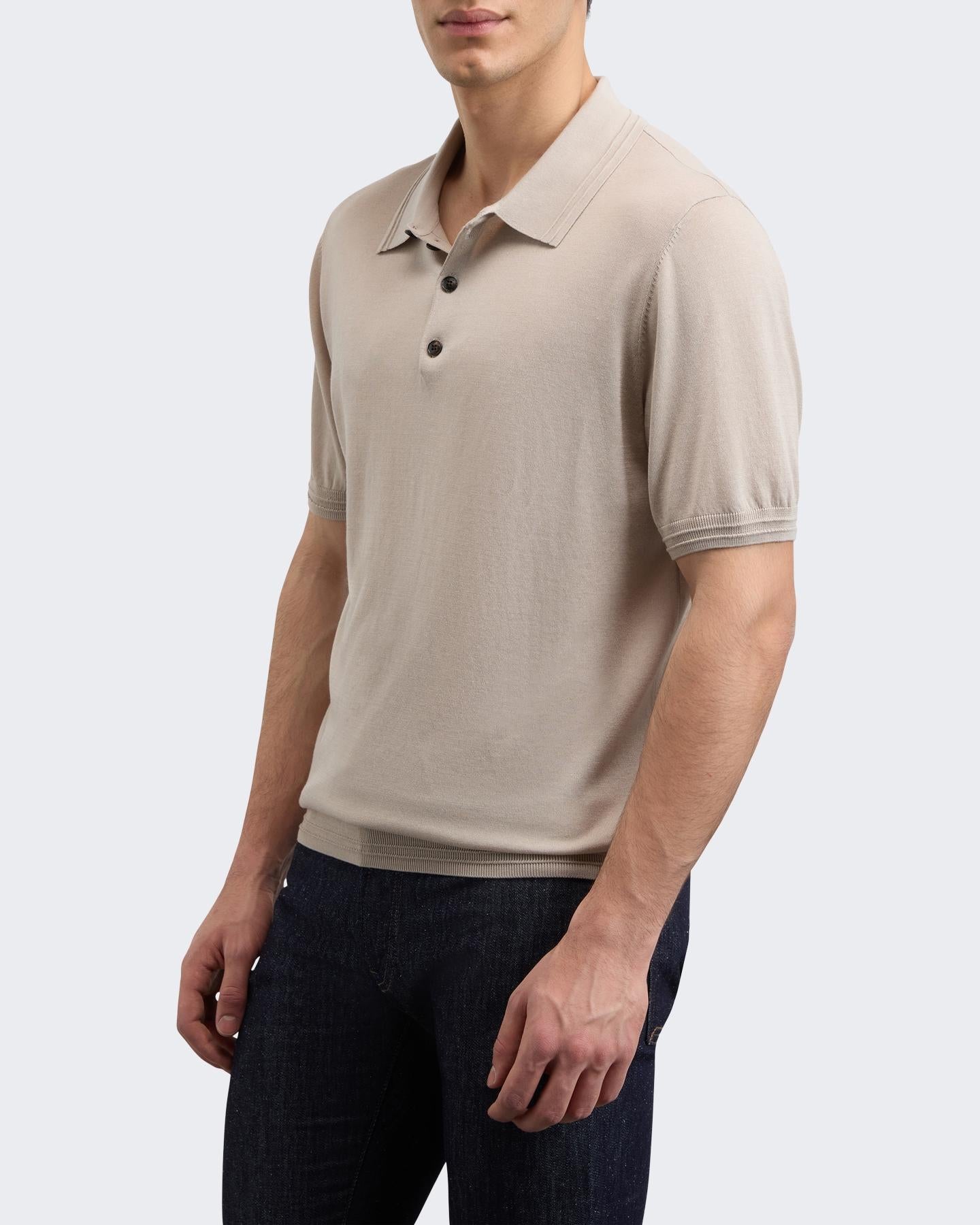 Heren Knitted Polo Beige
