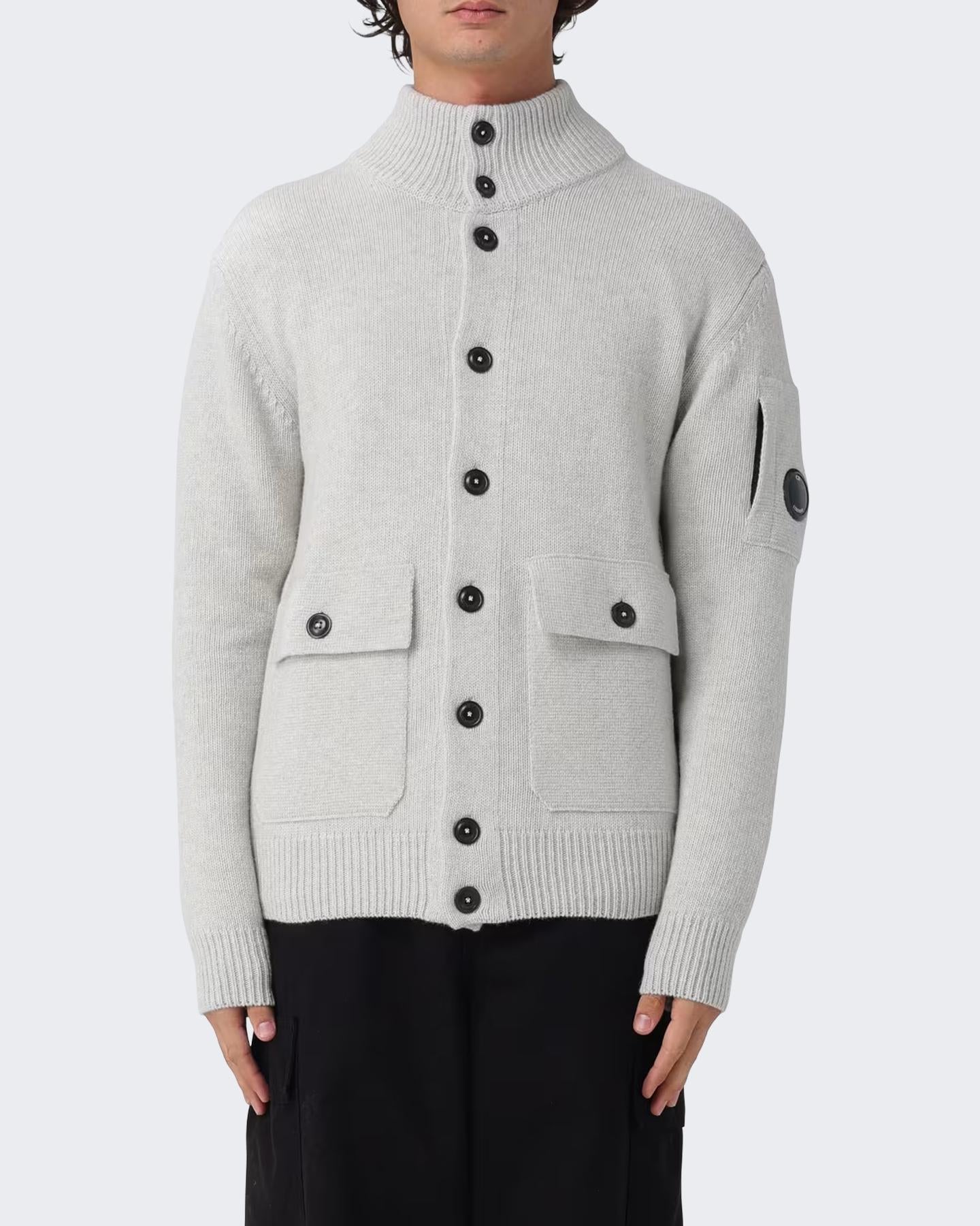 Heren Buttoned Sweater Wit