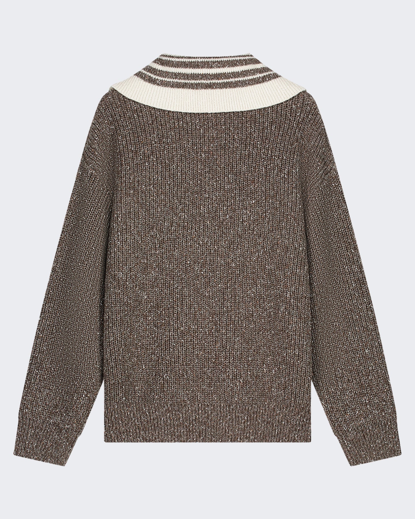 Filling Pieces Heren Chunky gebreide sweater met rits en visgraatvlecht Off White - Eleganza.nl