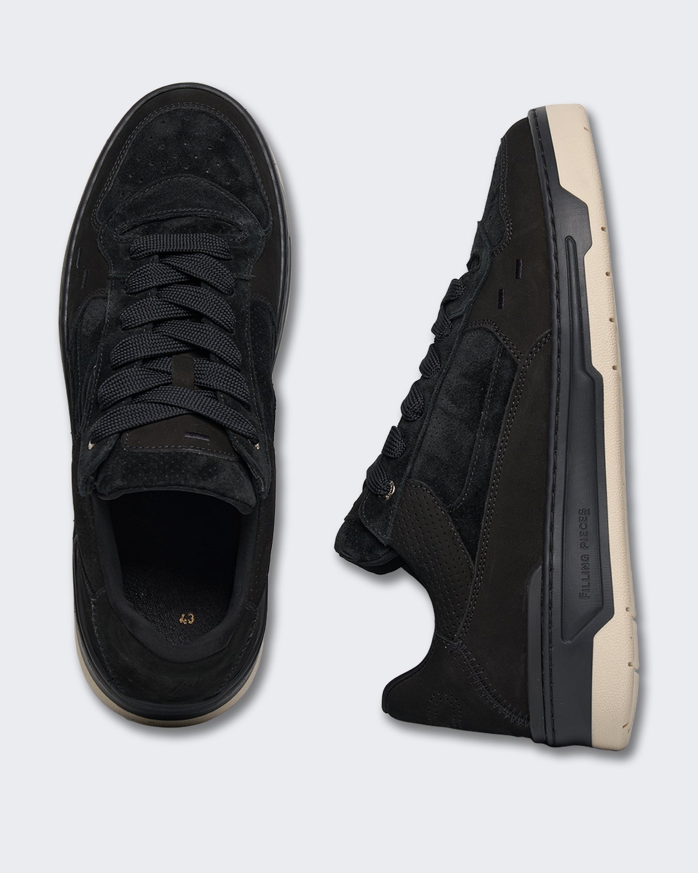Filling Pieces Heren Cruiser suède sneaker in zwart - Eleganza.nl