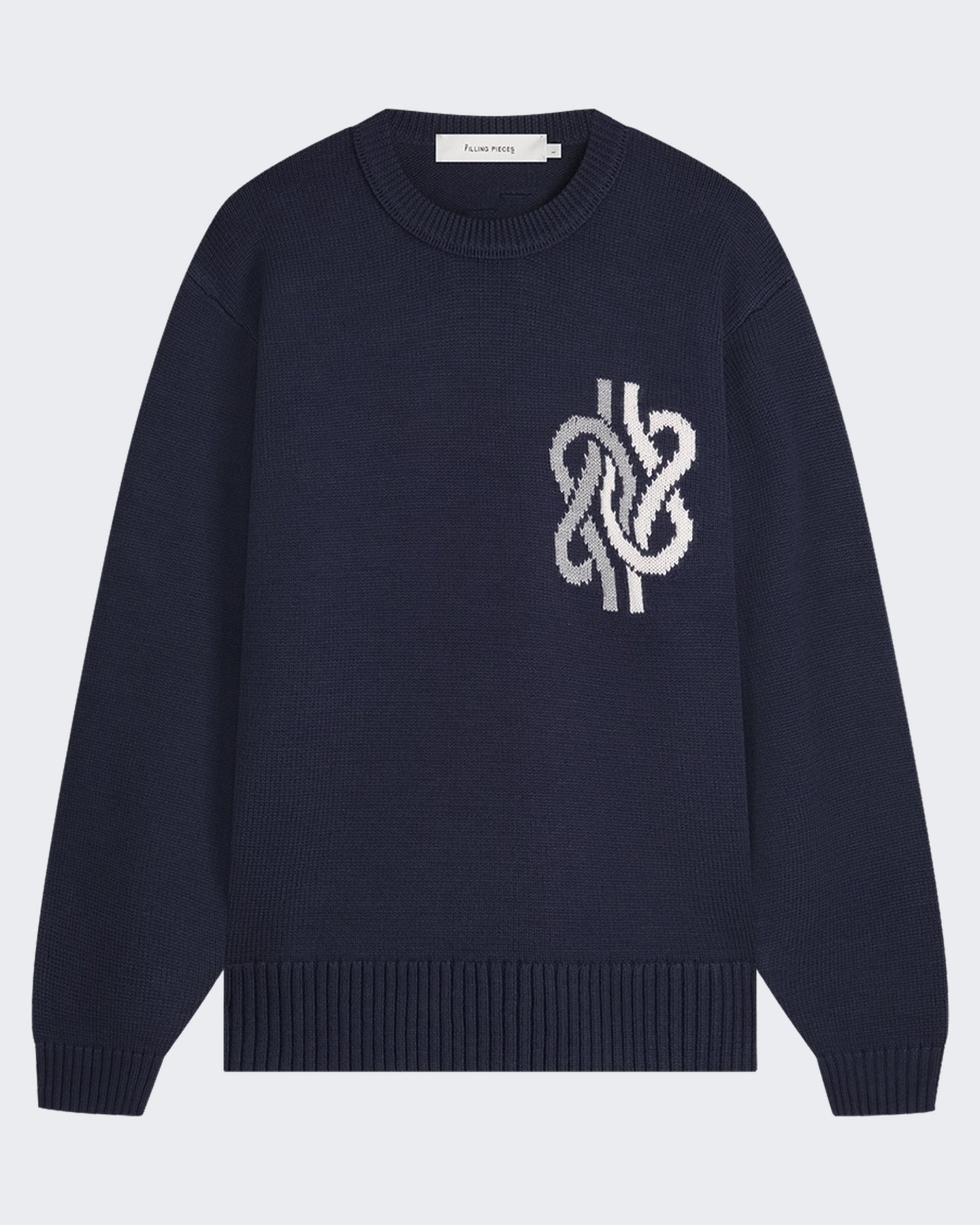 Filling Pieces Heren Gebreide sweater met knoopdetail Blauw - Eleganza.nl