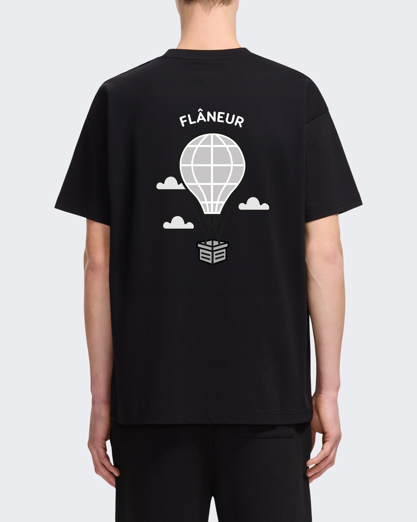 FLÂNEUR Heren Balloon T-shirt met korte mouw Zwart - Eleganza.nl