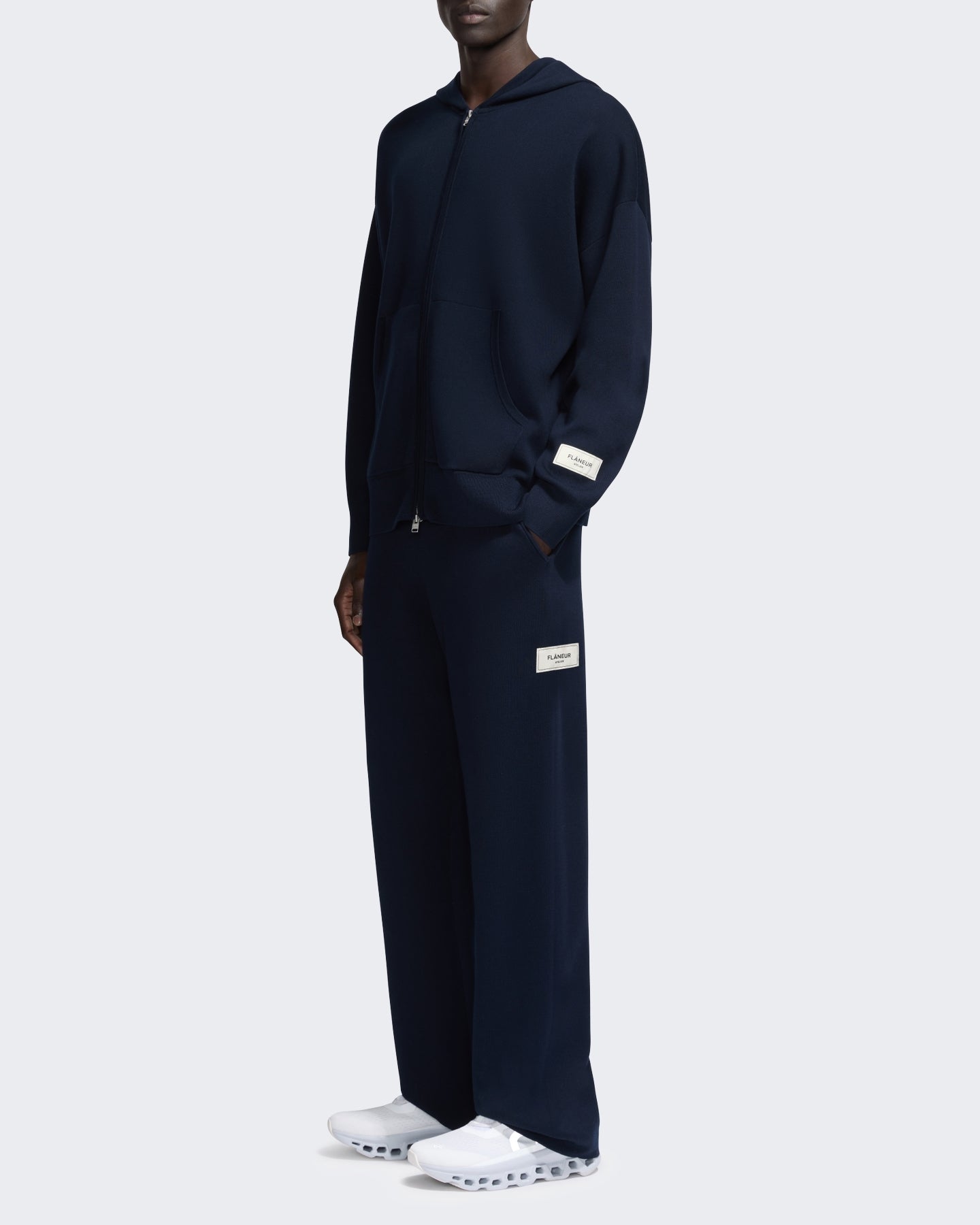 FLÂNEUR Heren Gebreide sweater met rits Blauw - Eleganza.nl