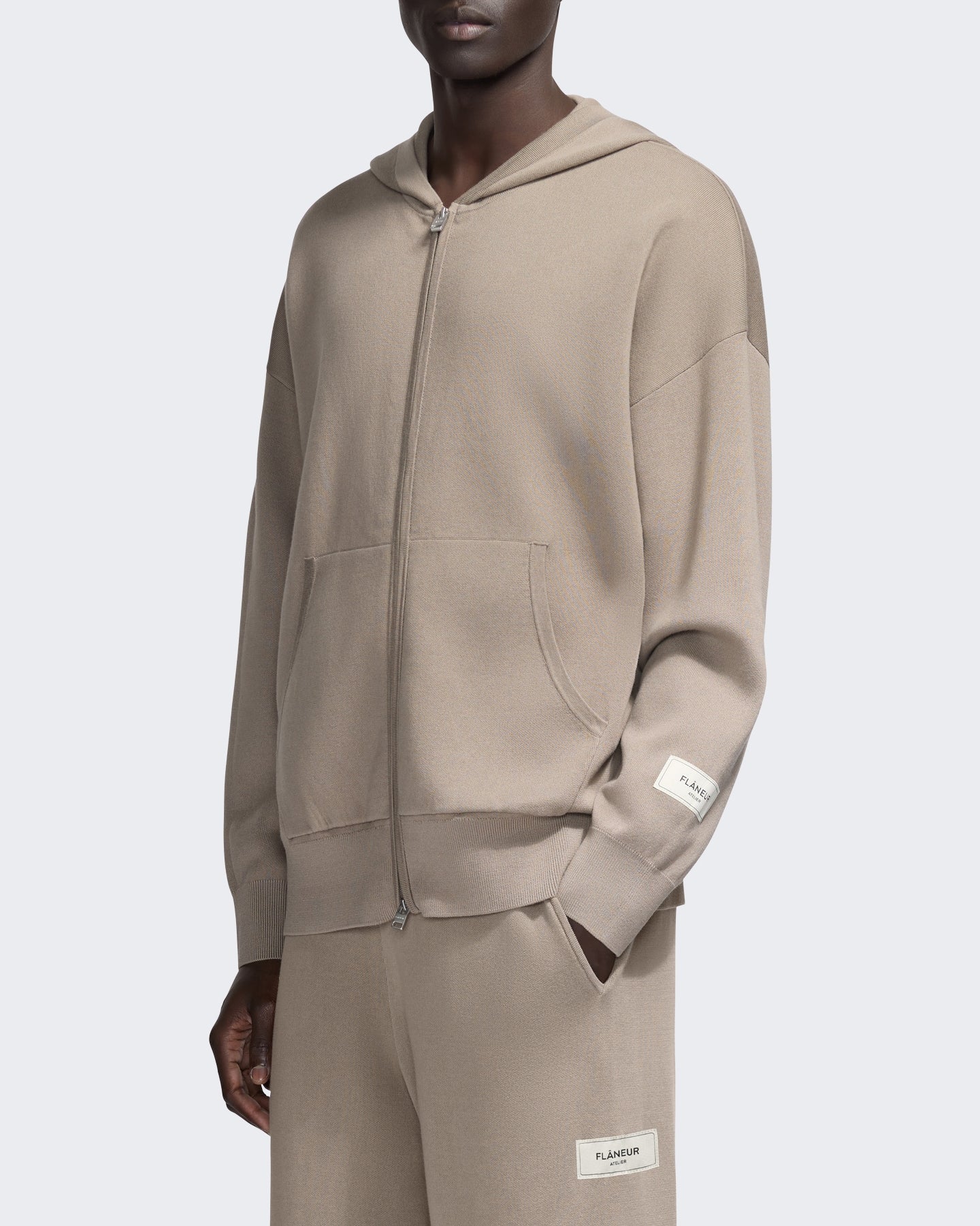 FLÂNEUR Heren Gebreide sweater met rits in Beige - Eleganza.nl