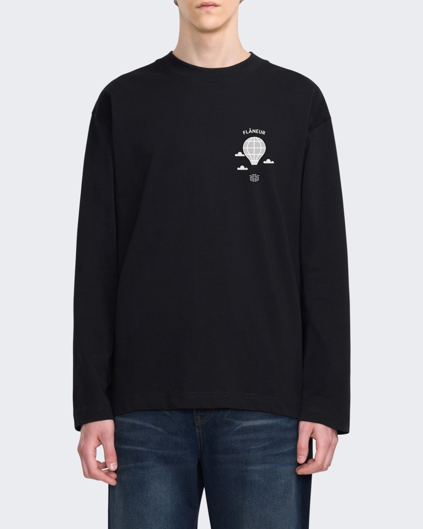 FLÂNEUR Heren Longsleeve shirt met ballonmouwen Zwart - Eleganza.nl