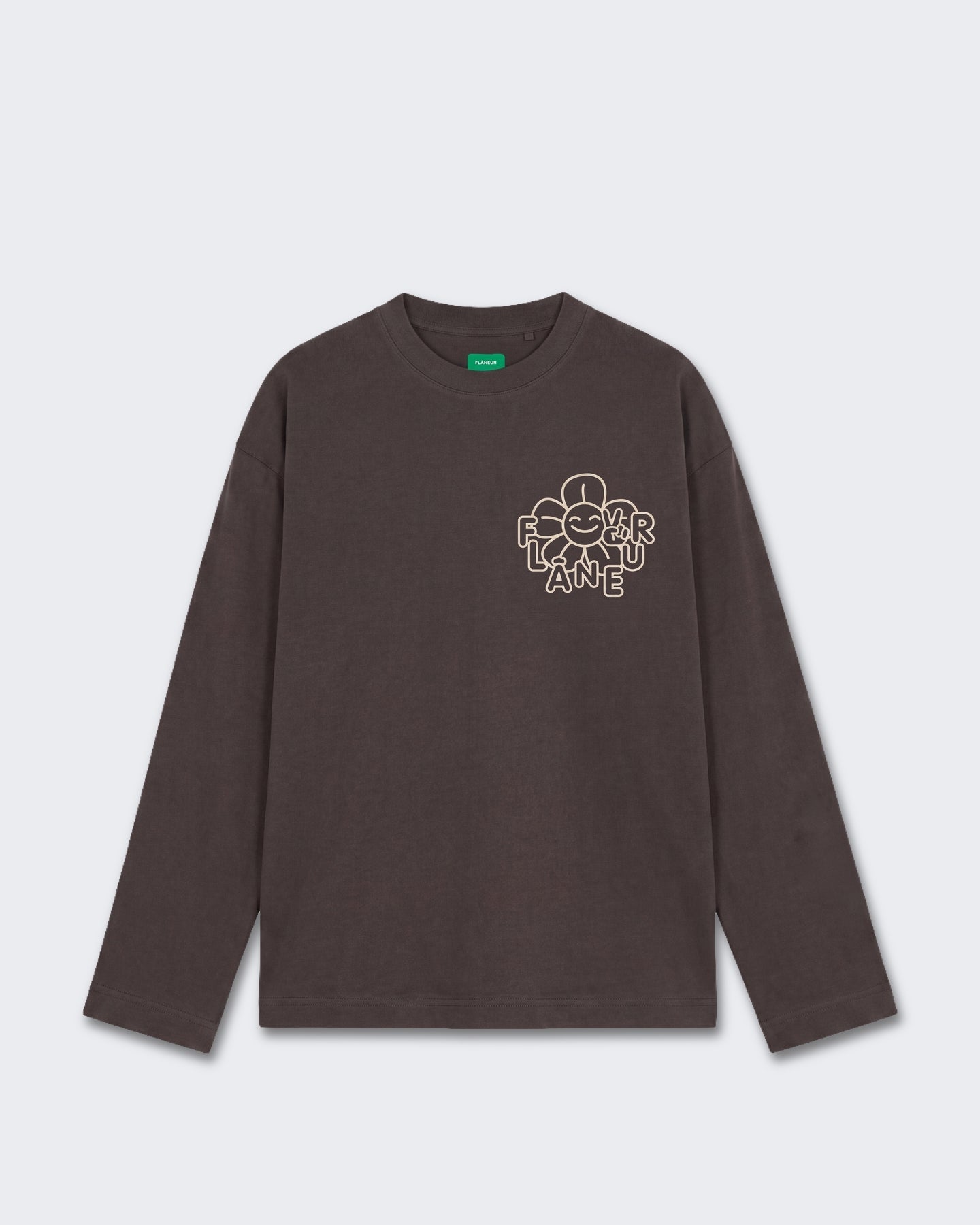 FLÂNEUR Heren Longsleeve shirt met bloemenprint Bruin - Eleganza.nl