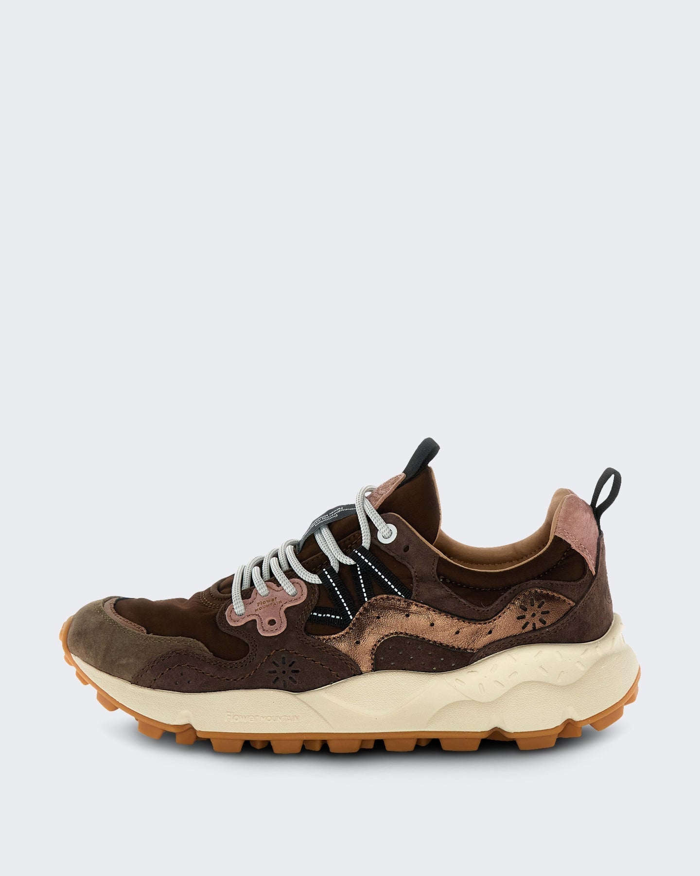 Flower Mountain Dames Lage sneaker met veters Bruin - Eleganza.nl