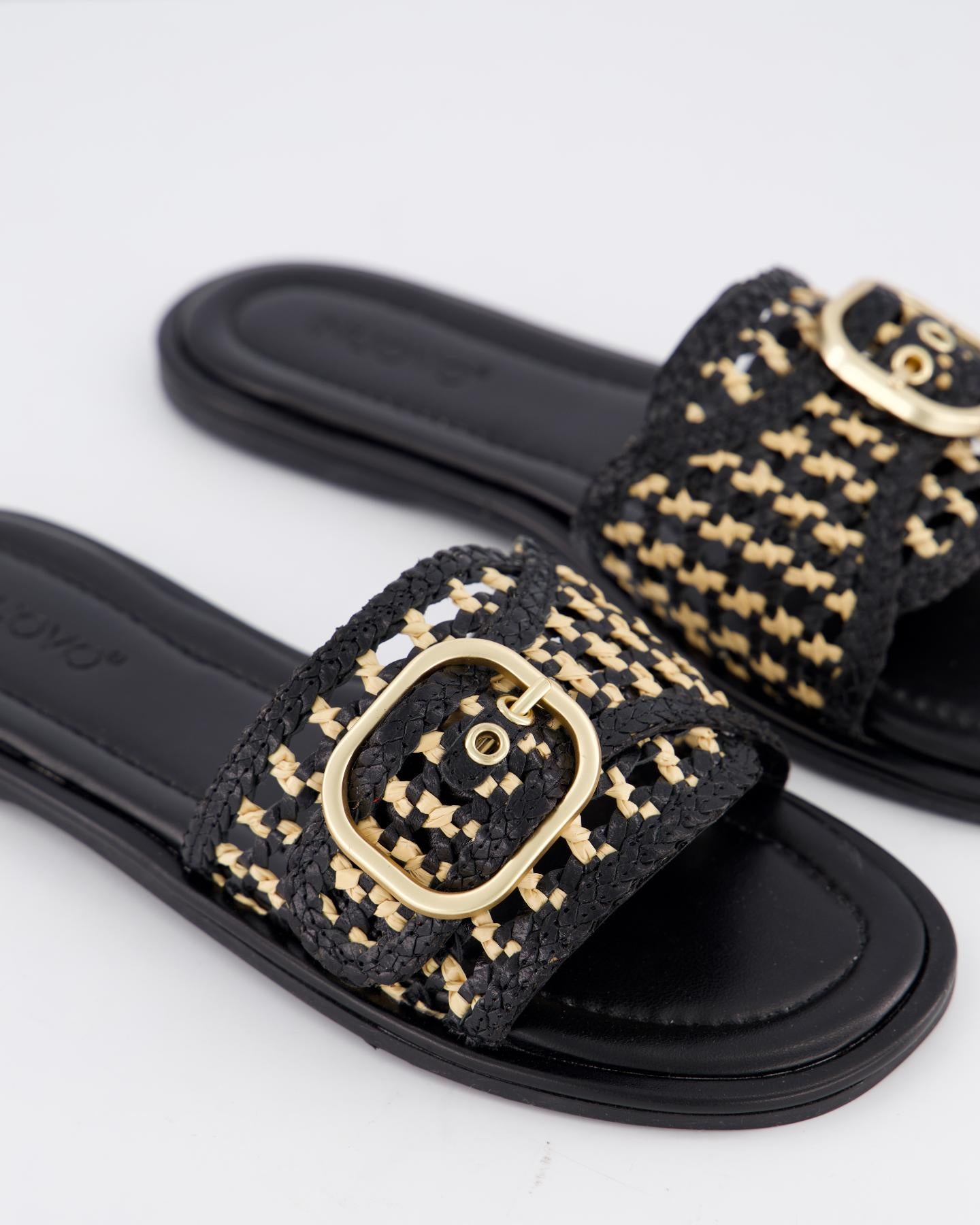 Dames Bicolor Woven Slipper Zwart