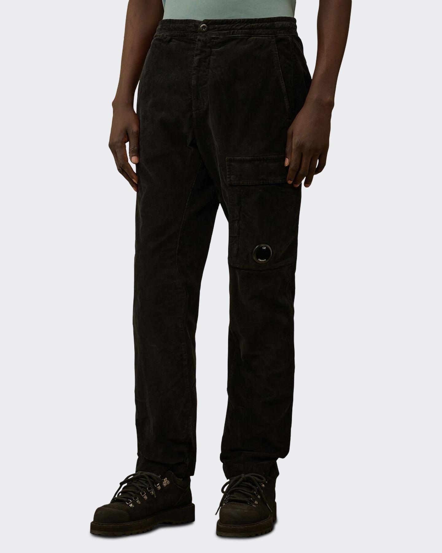 Heren Curduroy Cargo Pants Zwart